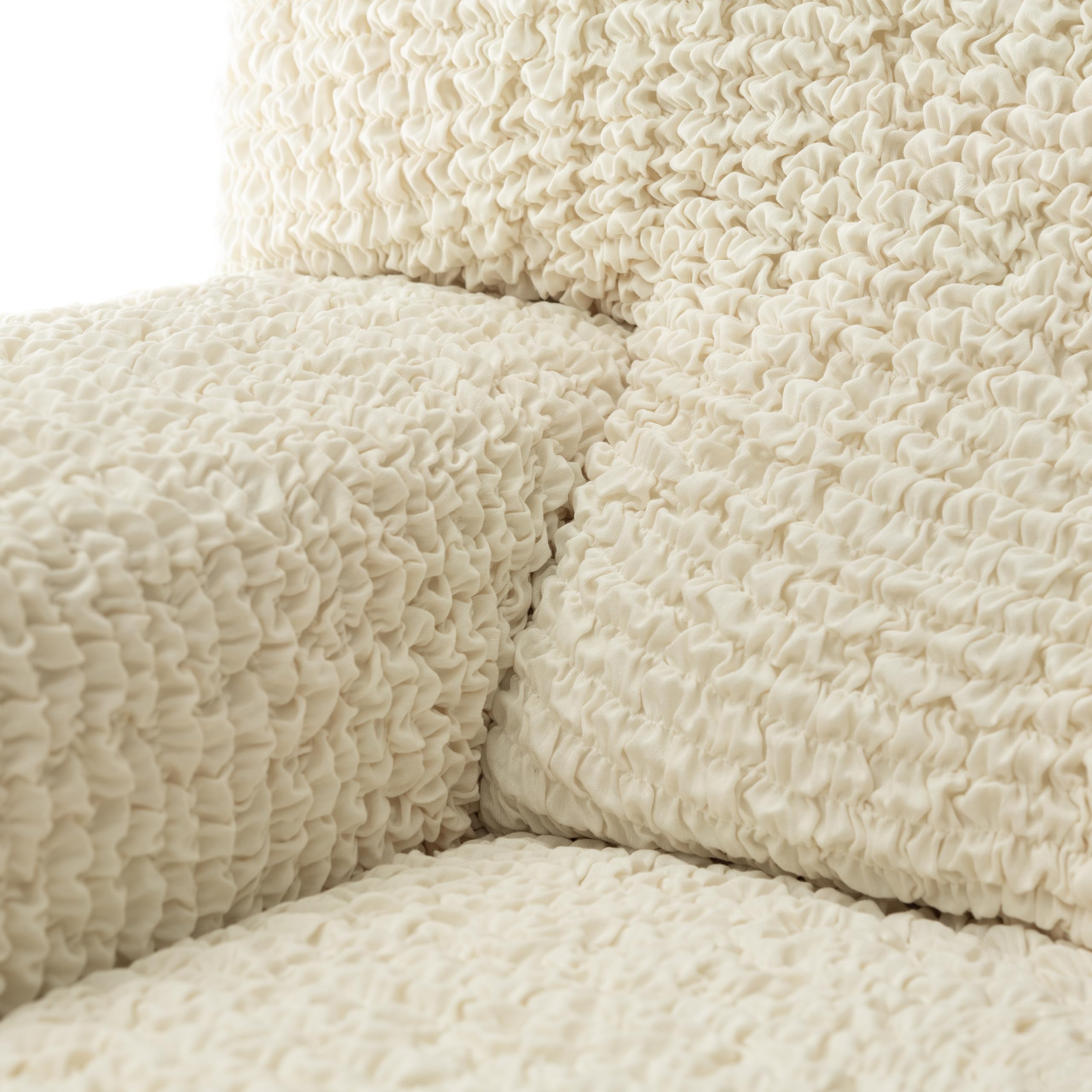 Stretch Loveseat Slipcover - Soft Polyester Sofa Cover for 2-Seater Couches - Washable 1-Piece Form Fit Protector - Mille Righe Collection (Cream) | Perfect for Living Rooms, Apartments & Home Decor Protection