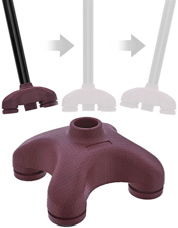 SafeTbase Self Standing Cane Tip - Non-Slip Rubber Base for Enhanced Stability & Support - Adjustable Walking Cane Accessory for Seniors & Mobility Aid - Perfect for Indoor & Outdoor Use on Hardwood, Tile & Uneven Surfaces