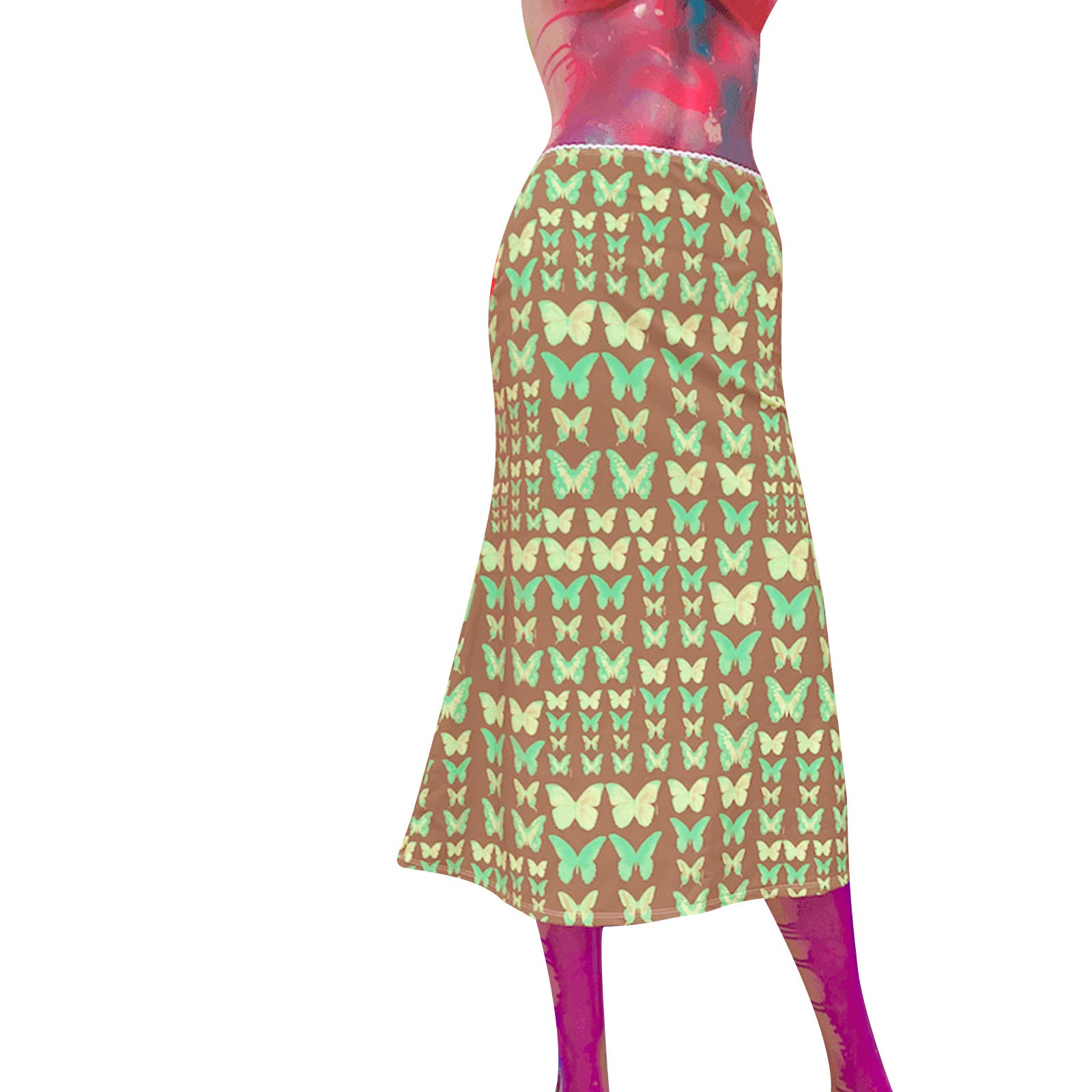 Women's High Waist Bohemian Skirt - A-Line Boho Midi Skirt | Y2K Fashion & E-Girl Streetwear | Summer Clothes for Beach, Music Festivals & Casual Outfits