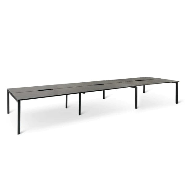 Mobel Novah 6-Person Double Sided Shared Office Desk - Perfect for Coworking Spaces, Home Offices & Collaborative Work Environments