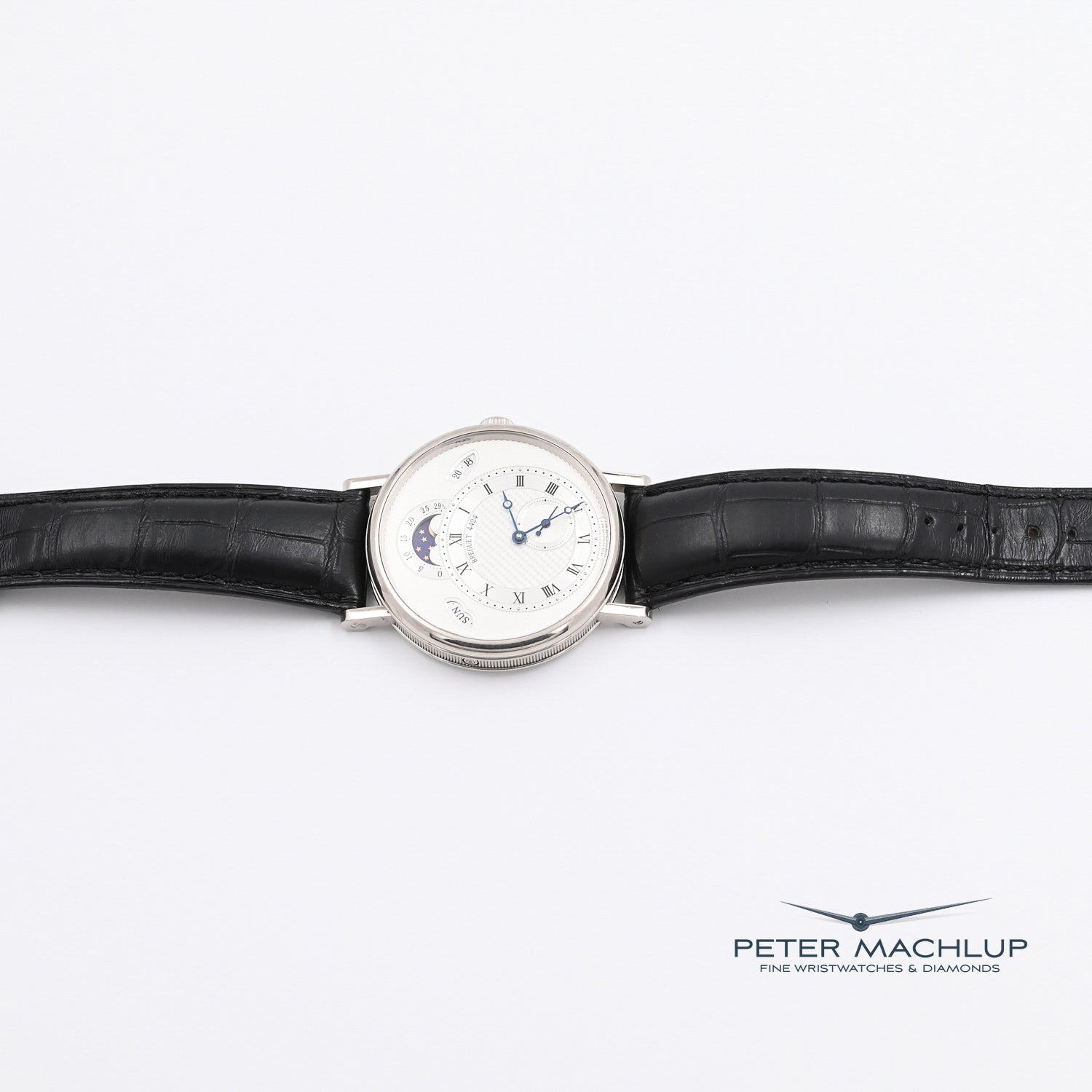 18ct White Gold Breguet Classique Moonphase Watch - Luxury Swiss Automatic Timepiece with Moon Phase Complication, Date Display & Sapphire Crystal - Perfect for Formal Events, Business Meetings & Collectors