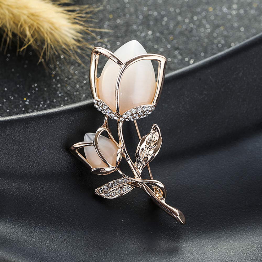 Exquisite Crystal Rhinestone Rose Brooch Pin - Elegant Rose Gold Fashion Jewelry Gift for Women & Girls | Perfect for Weddings, Parties & Special Occasions