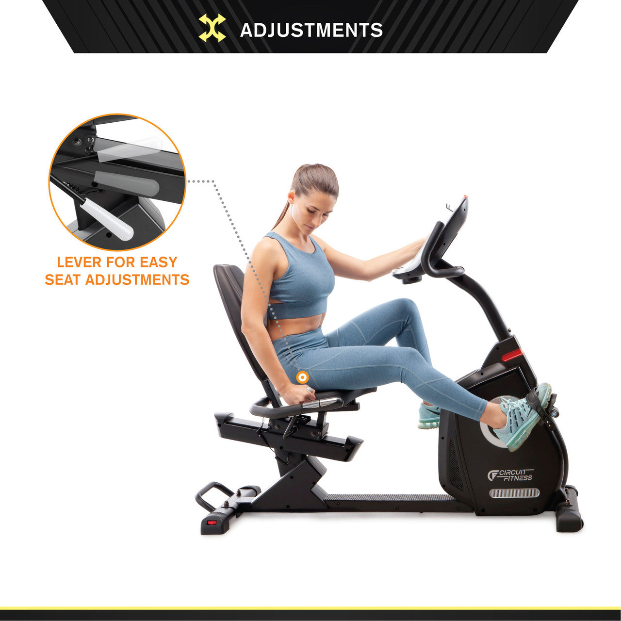 Recumbent Magnetic Exercise Bike with Heart Rate Monitor - Circuit Fitness AMZ 587R for Seniors & Home Gym | Low-Impact Cardio Workout & Physical Therapy