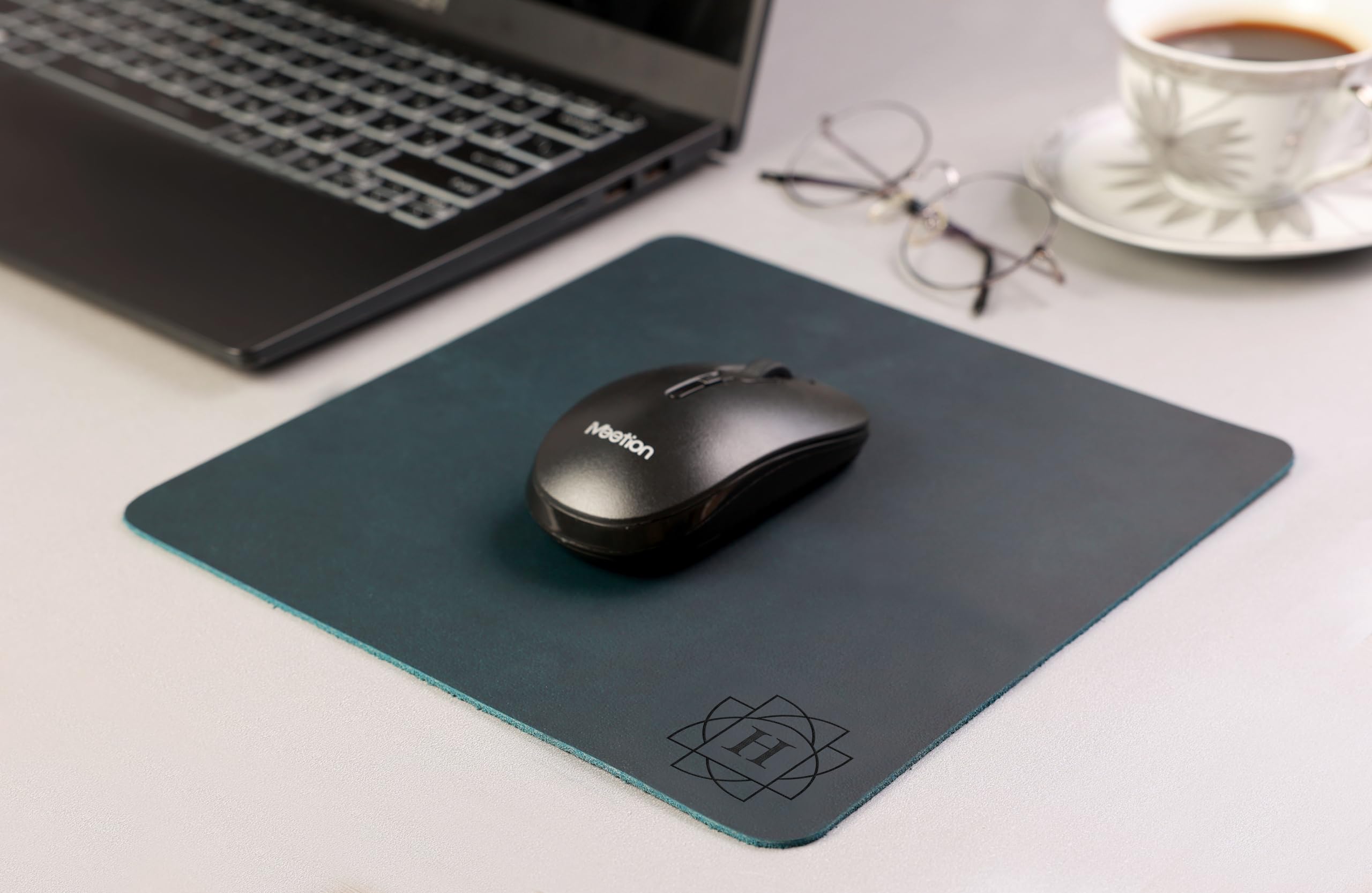 Custom Personalized Leather Mouse Pad with Logo - Premium Genuine Leather Desk Mat for Office, Gaming & Home Workspace - Ergonomic Wrist Support for Computers & Laptops