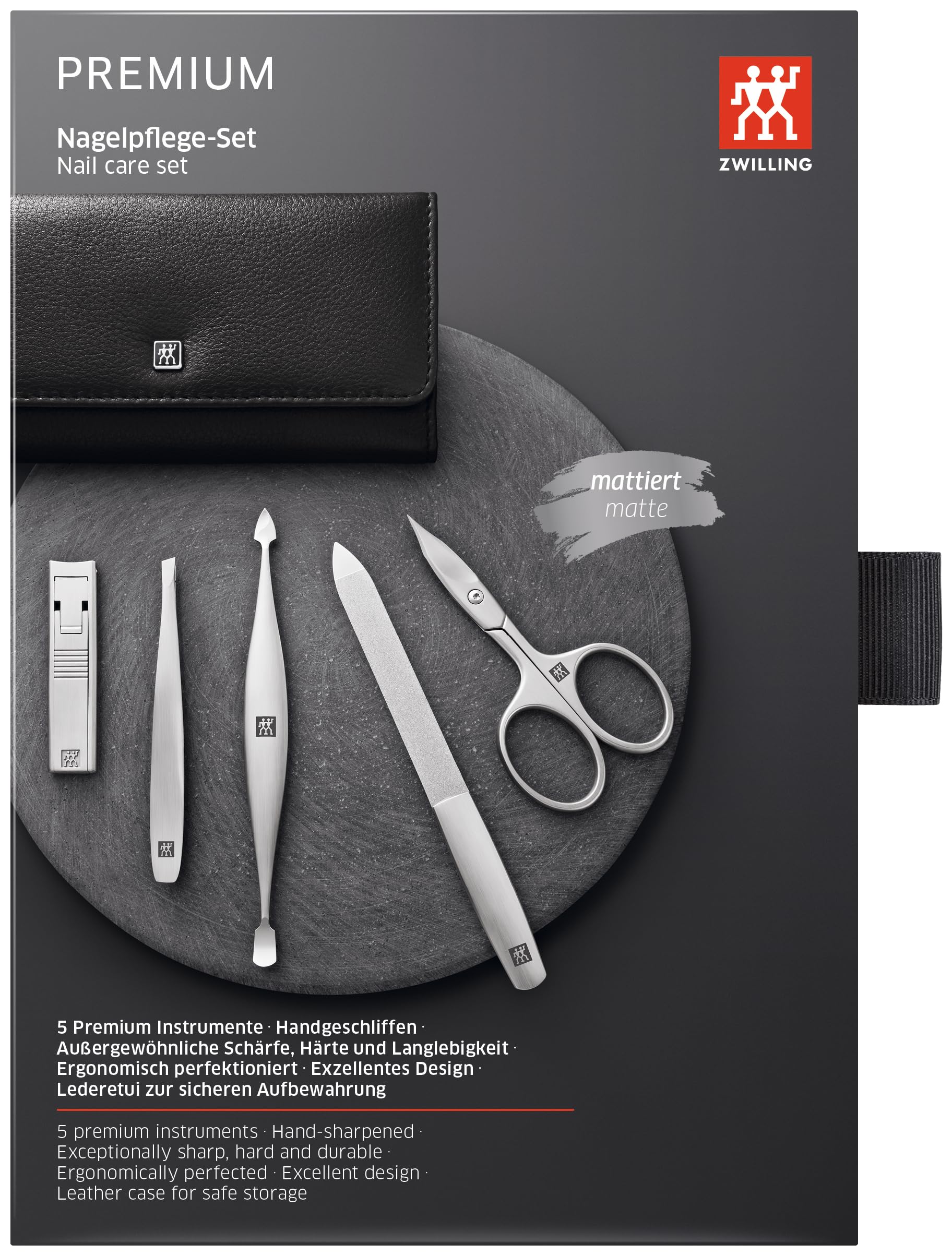 Premium 5-Piece Manicure Set for Men - Professional Leather Grooming Kit with Nail Clippers, Scissors & Tools - Perfect Gift for Him, Travel & Home Use