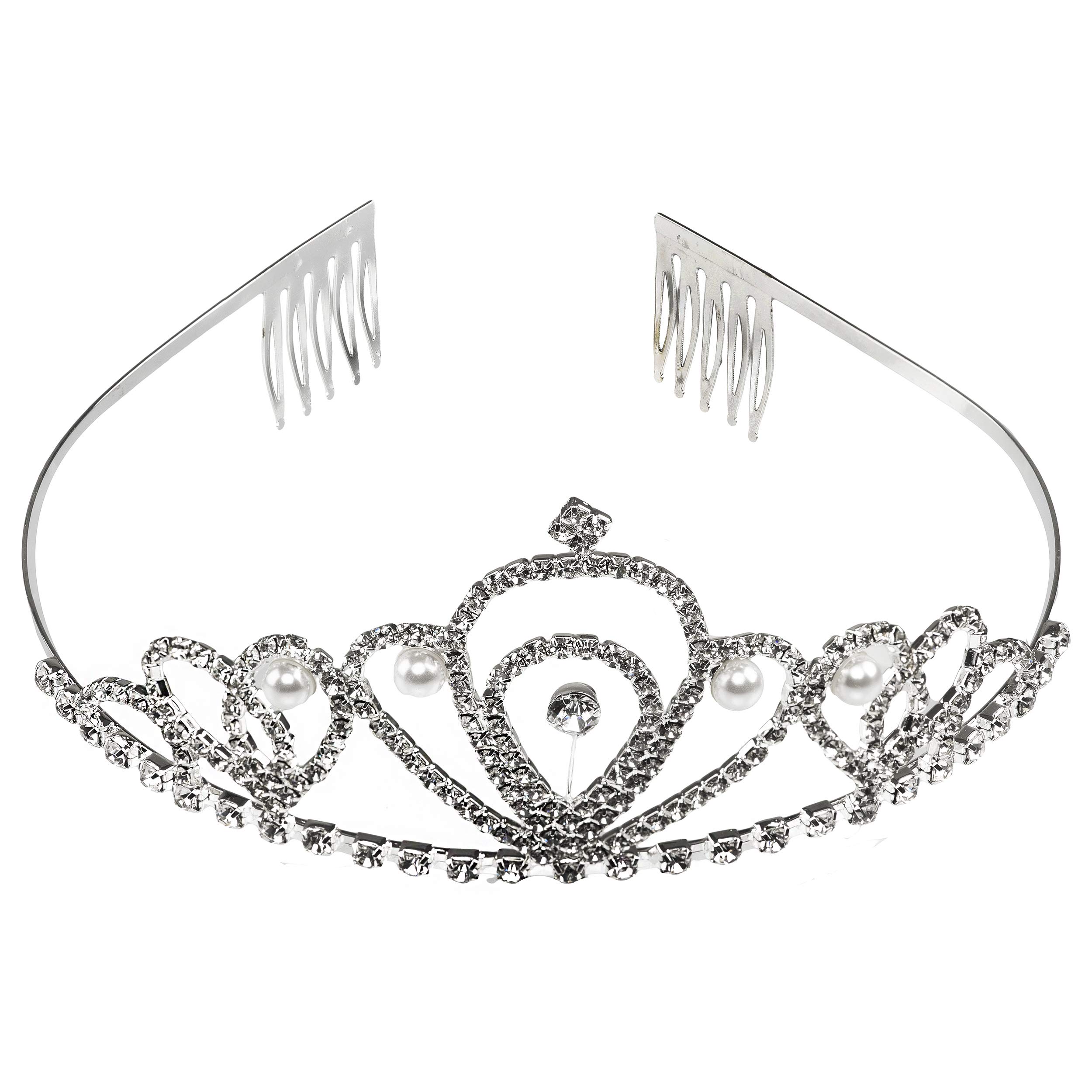 Satyam Kraft Silver Princess Tiara Headband for Women & Girls – Elegant Bridal Crown for Birthday, Wedding, Haldi, Mehendi, Valentine's Day & Special Occasions (1-Pack) | Perfect for Pageants, Photo Shoots & Fairy Tale-Themed Parties