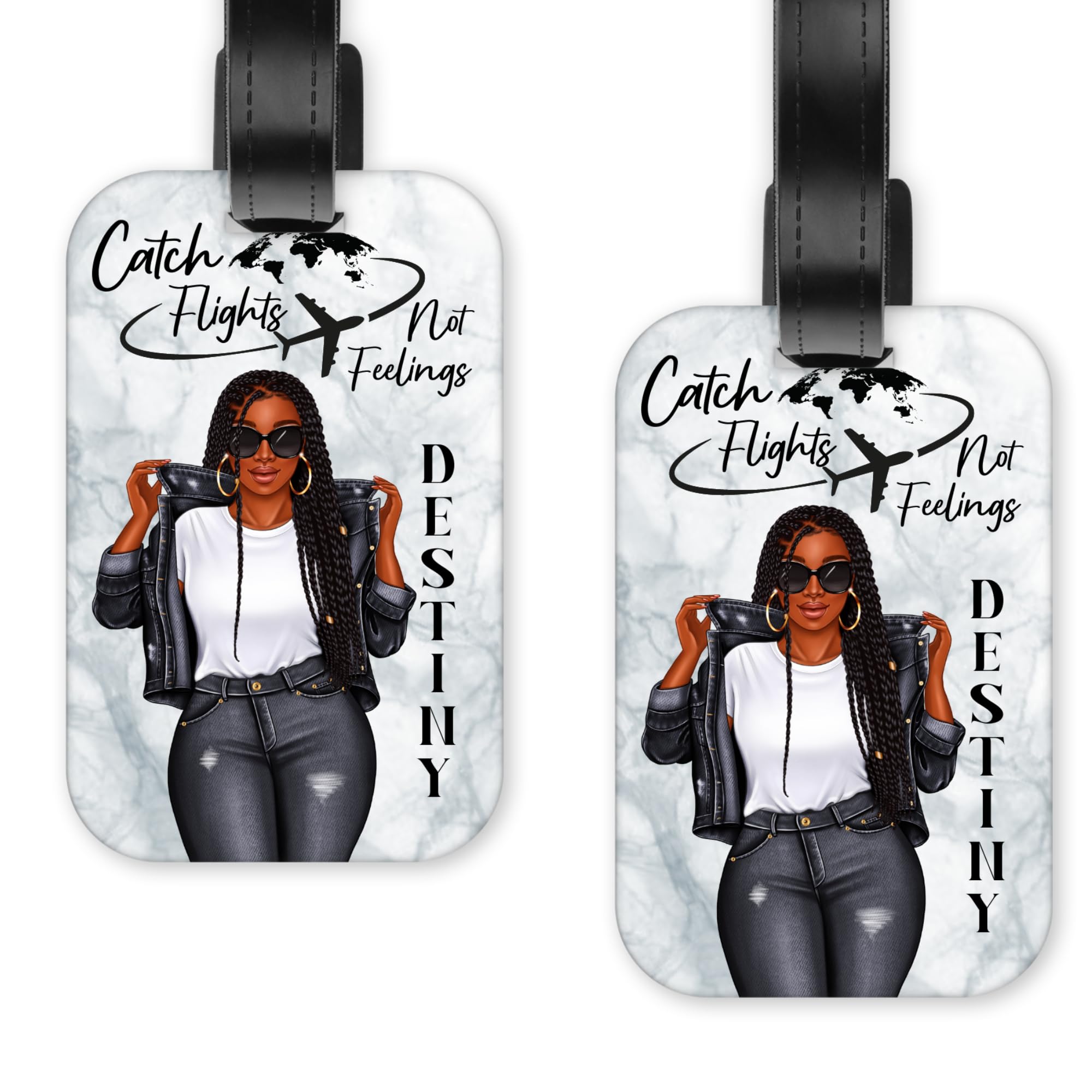 Custom Black Girl Braids Passport Holder & Luggage Tag Set - Personalized Travel Accessories for Women - Perfect for Airplane, Vacation & Business Trips