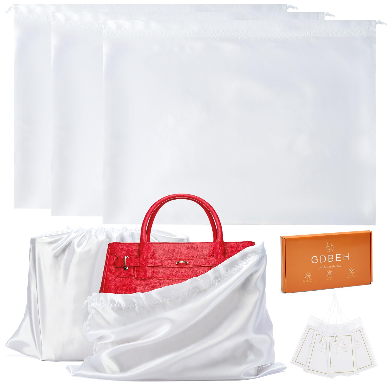 Premium 3-Pack Silk Dust Bags for Purses & Handbags - Large Drawstring Storage Protectors for Luxury Bags, Shoes & Boots | Perfect for Travel, Closet Organization & Seasonal Storage