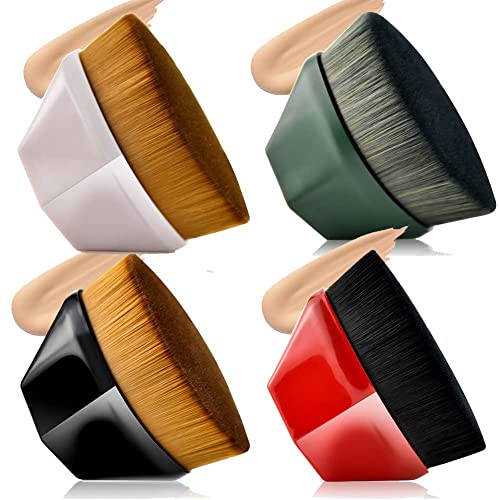 Flat Top Makeup Brush Set for Foundation & Blending (4pcs) - Perfect for Liquid, Cream & Powder