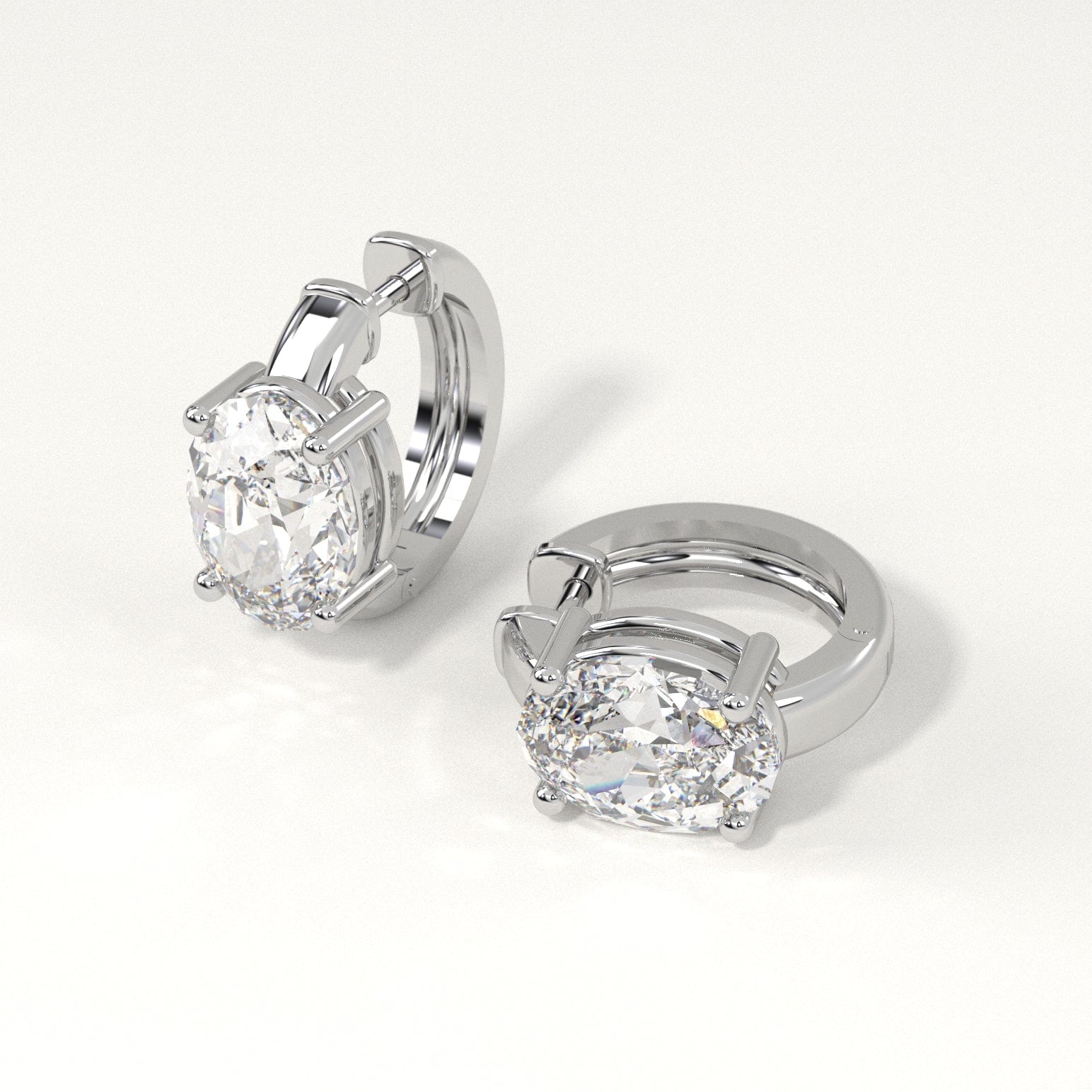 3 Carat Oval Diamond Hoop Earrings for Women - 14K White Gold Luxury Dangle Earrings - Perfect for Weddings, Parties & Special Occasions