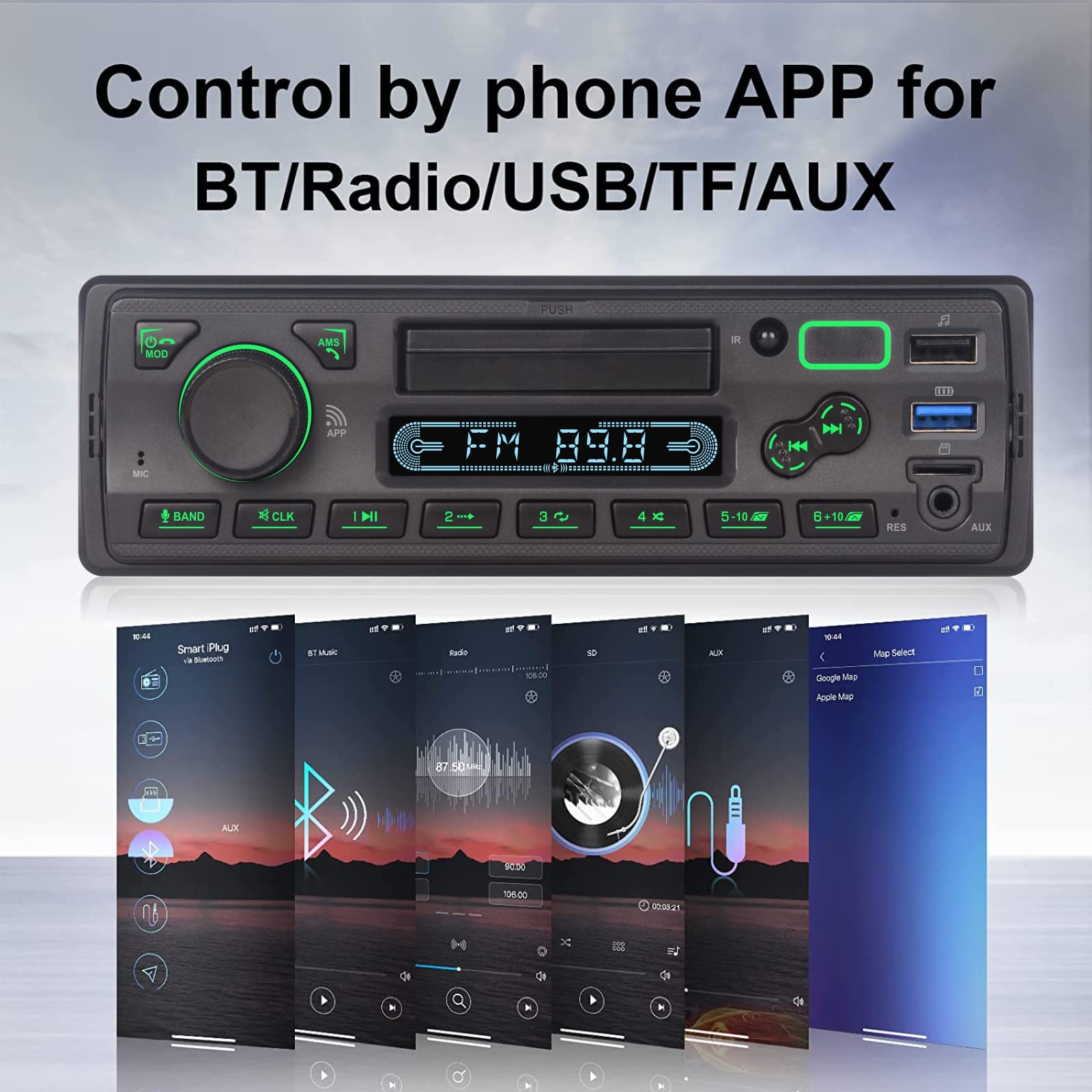 LXKLSZ Single Din Car Stereo with Bluetooth, App Control, MP3 Player, Hands-Free Calling, USB/FM/AM/TF/AUX Input, EQ Settings, Phone Holder & External MIC - Perfect for Commuting, Road Trips and In-Car Entertainment