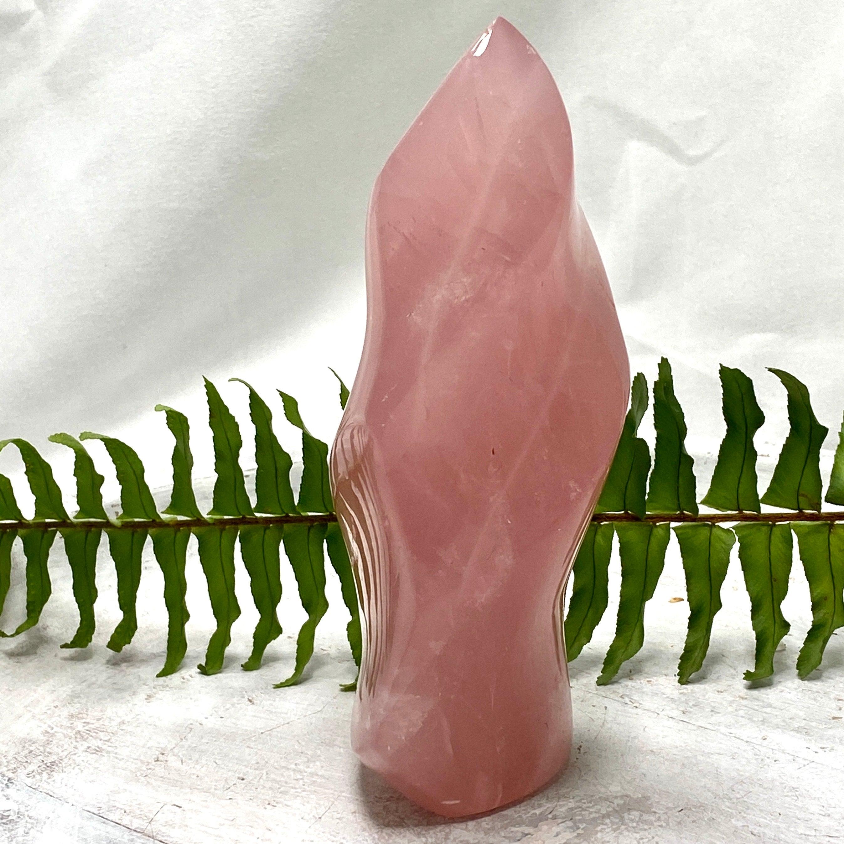 Rose Quartz Flame RQFL 02 - Natural Healing Crystal for Home Decor, Meditation & Spiritual Energy - Perfect for Yoga Rooms, Bedside Tables & Office Spaces