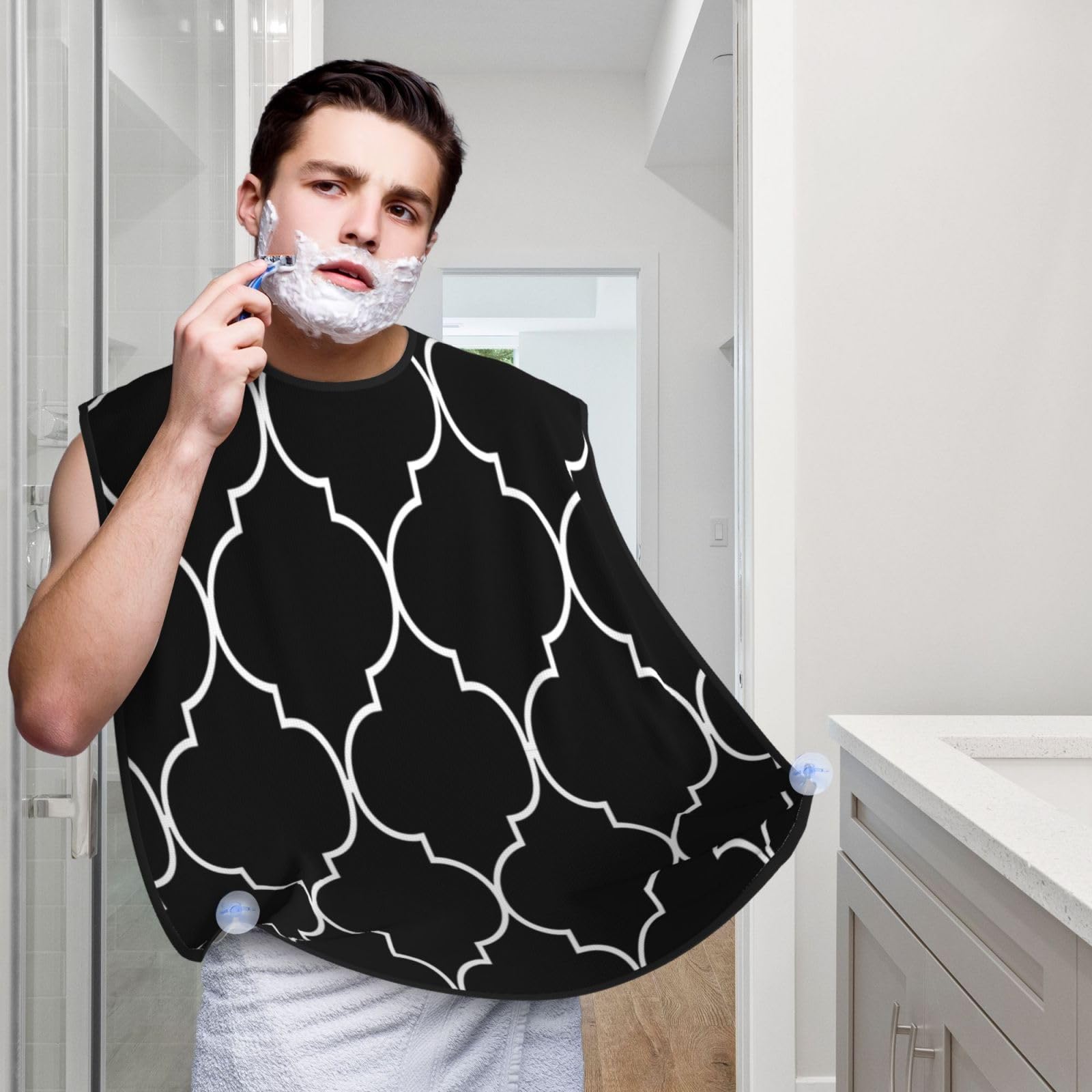Minimalist Beard Bib - Non-Stick Shaving Apron with 2 Suction Cups for Men | Hair Catcher for Clean Shaving & Grooming | Perfect for Home Barbers & DIY Beard Trimming