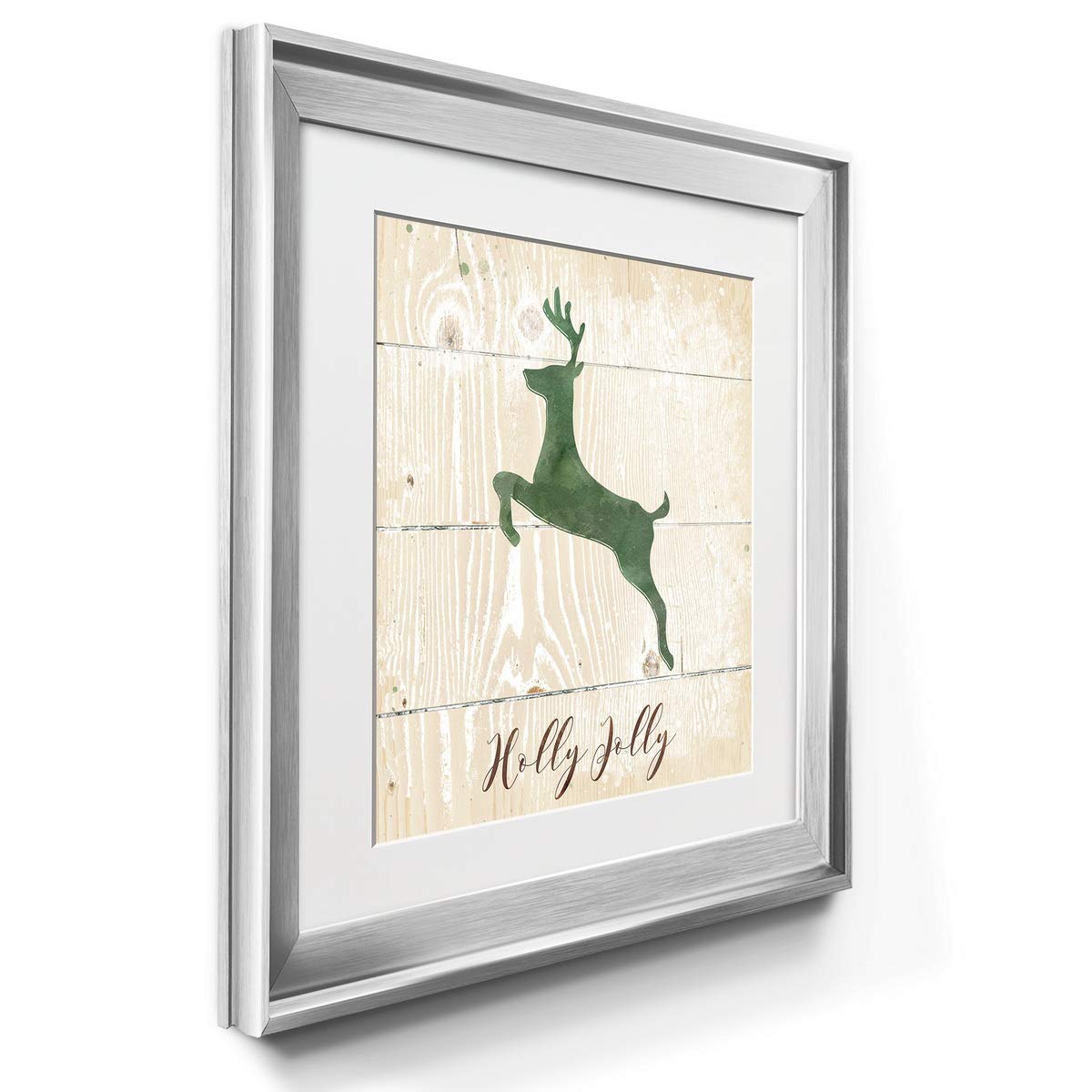 Christmas Canvas Wall Art - Angel, Bells, Tree, Gingerbread, Snowman & Santa Holiday Décor - Silver Framed 22x22 - Perfect for Living Room, Bedroom & Office Seasonal Decorating