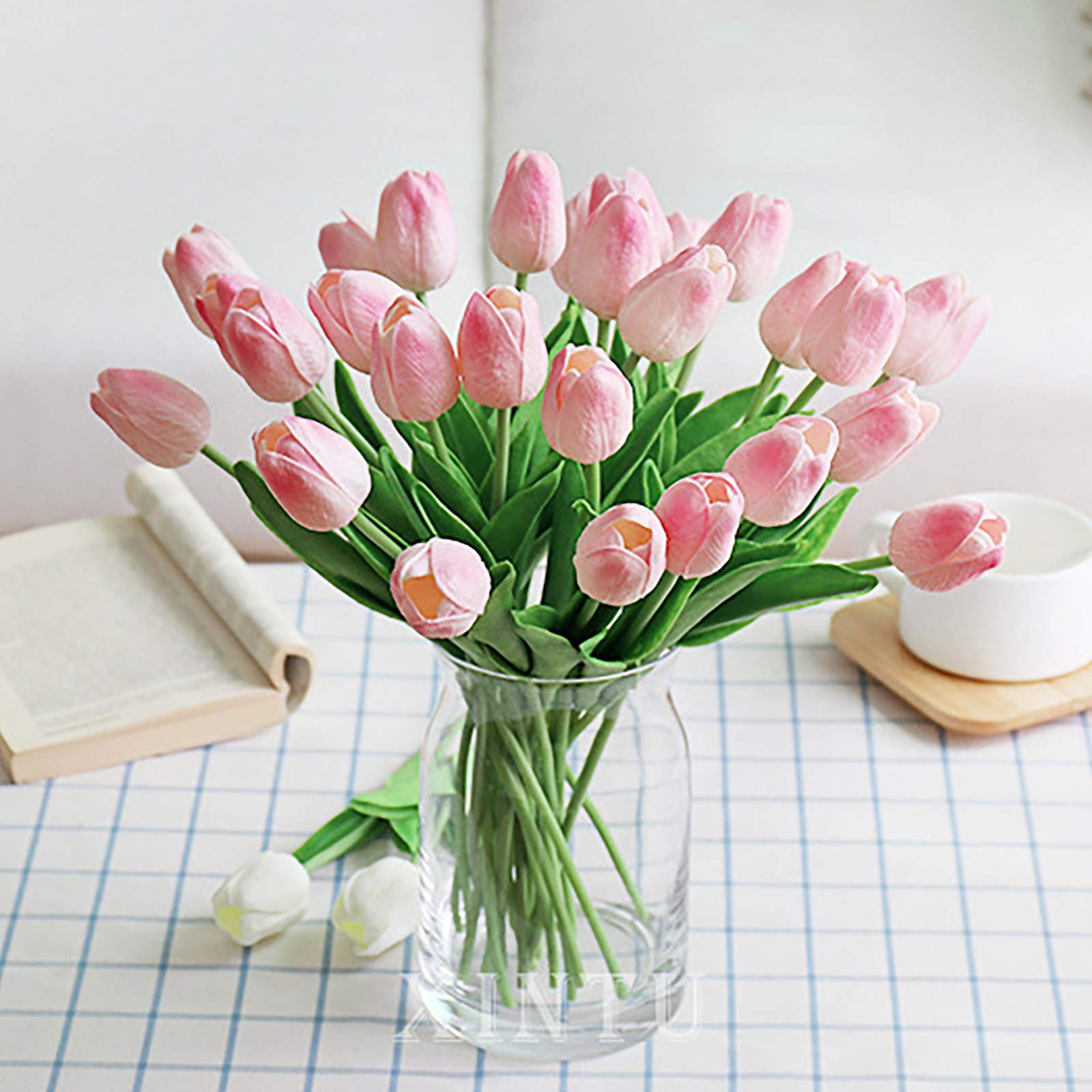 Celendi 10pcs Pink Artificial Wedding Flowers - Bridal Bouquet Decor for Home & Events