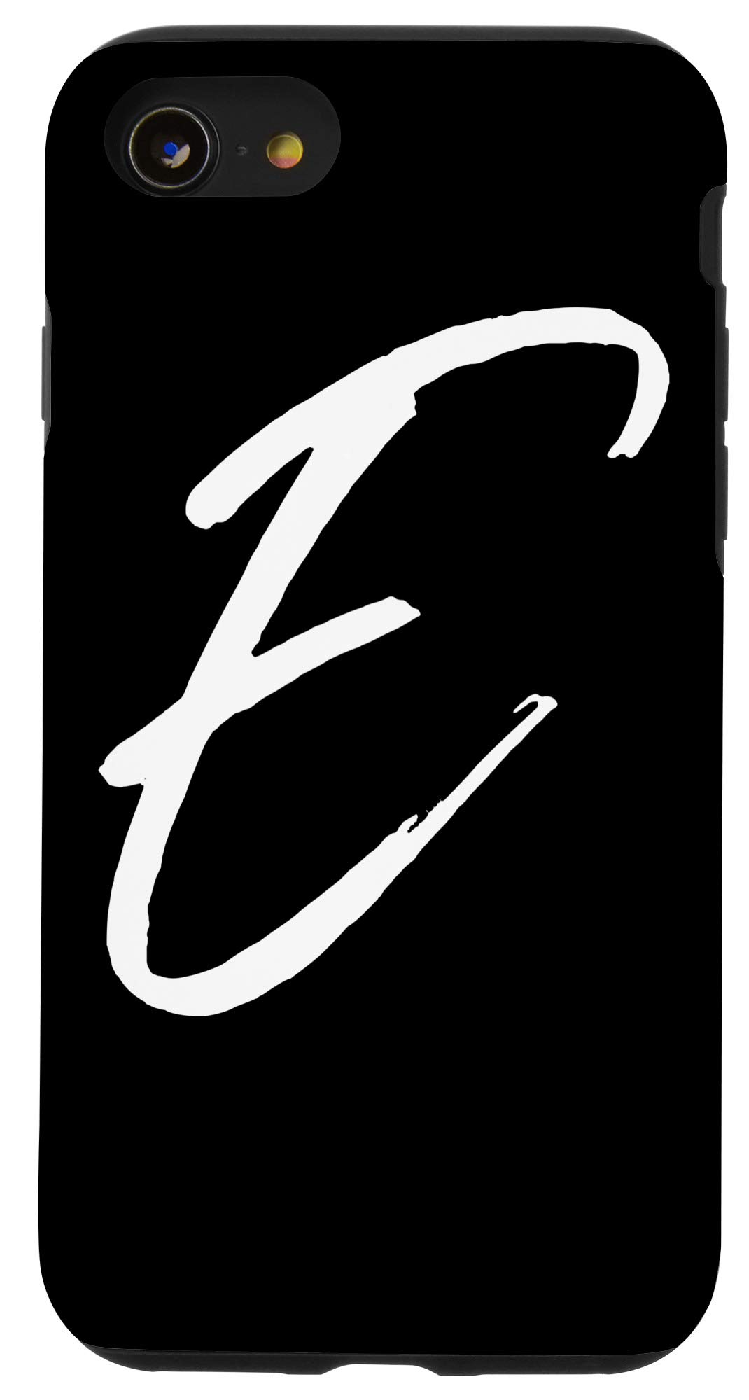 Custom Monogram Letter E Phone Case for iPhone SE (2020)/7/8 - Elegant Black Calligraphy Design - Perfect for Gifts, Personalization & Everyday Protection