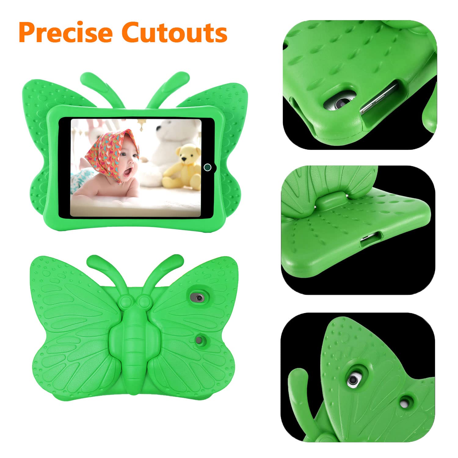 Cute Butterfly Shockproof EVA Foam iPad Case for Kids - Compatible with iPad 9th/8th/7th Gen (2021/2020/2019) 10.2