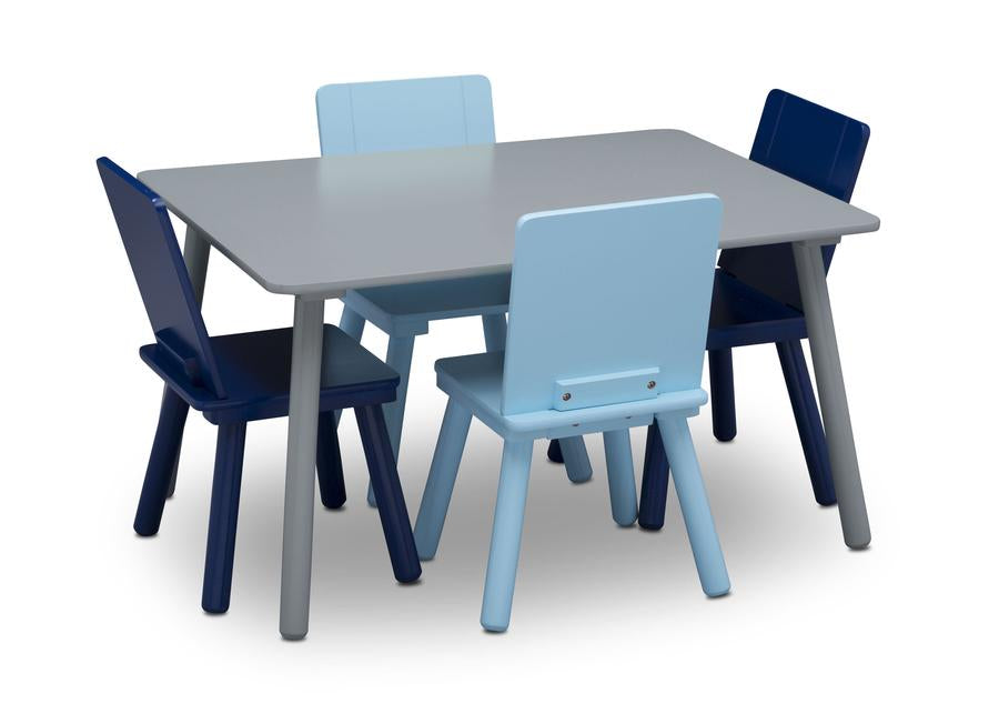 Kids Table and Chair Set - 4-Piece Wooden Children's Furniture for Playroom, Learning & Dining - Perfect for Toddlers & Preschoolers (Pink/Blue) - Ideal for Arts & Crafts, Snack Time, and Homeschooling Activities