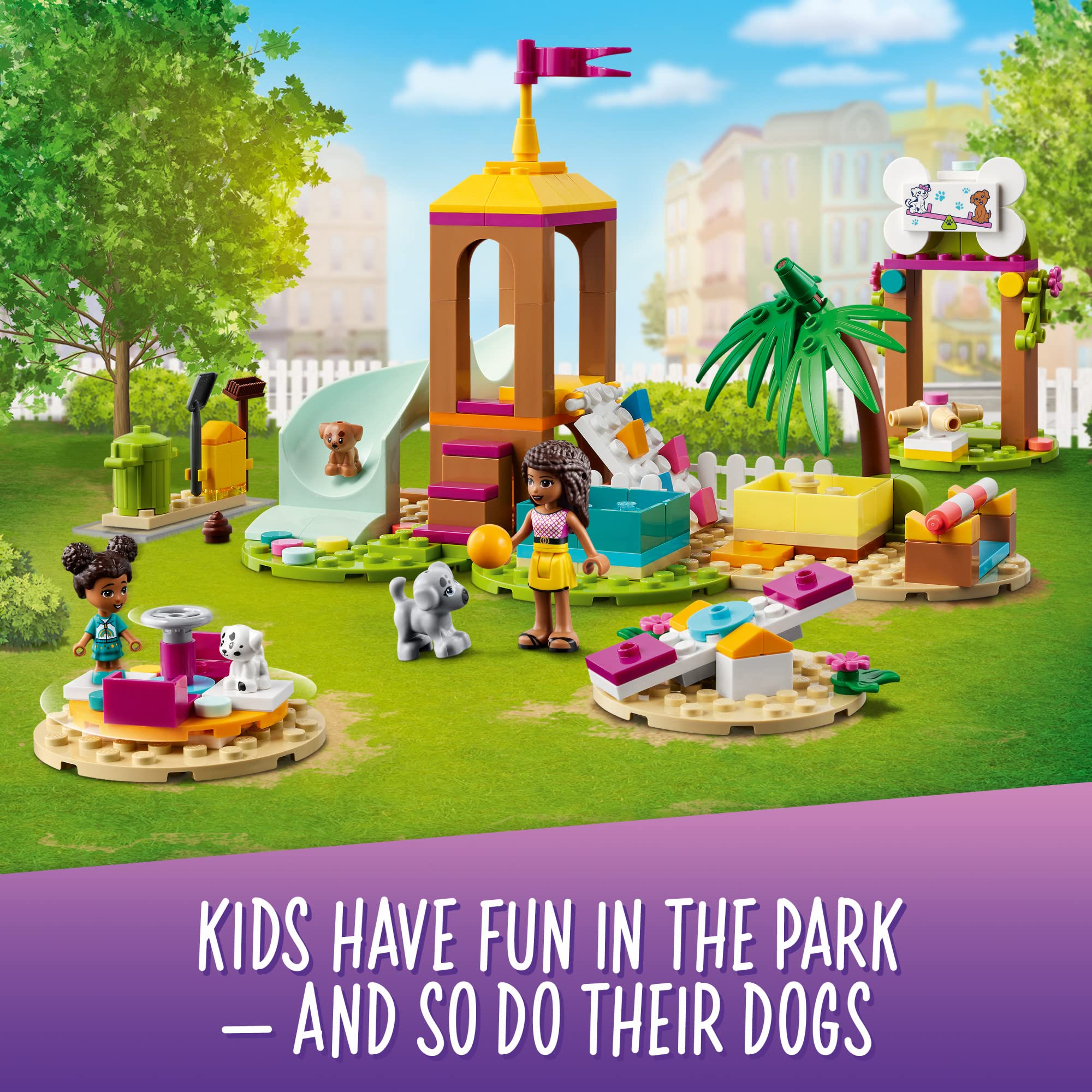 LEGO Friends Pet Playground 41698 Building Kit – 210-Piece Animal Playset with Andrea & 3 Dog Toys | Creative STEM Toy & Birthday Gift for Kids Ages 5+ | Encourages Imagination & Role Play | Perfect for Playdates, Indoor Fun & Educational Activities