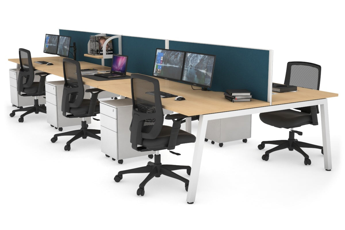 Quadro 6-Person Office Workstation Desk - 1600L x 800W with Cable Management Scallop - Perfect for Team Collaboration, Open Office Spaces & Conference Rooms