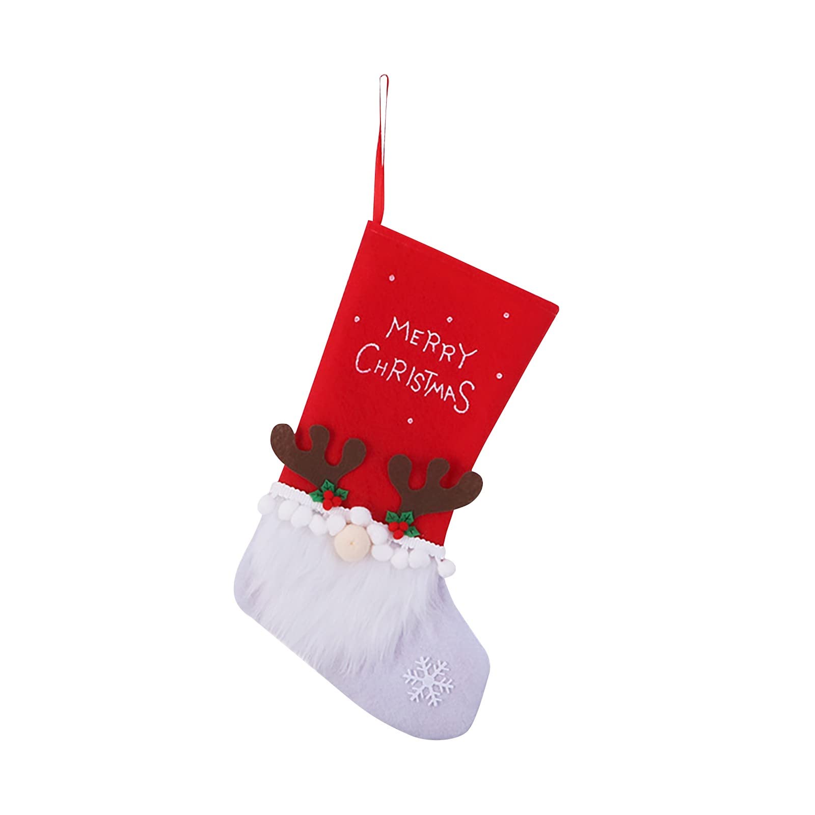 Bearded Gnome Christmas Stockings - Santa Snowman Ornaments, Faceless Doll Holiday Socks & Gift Bags with Hanging Crystals Garland for Tree Decorations, Fireplace Mantel, and Festive Home Decor