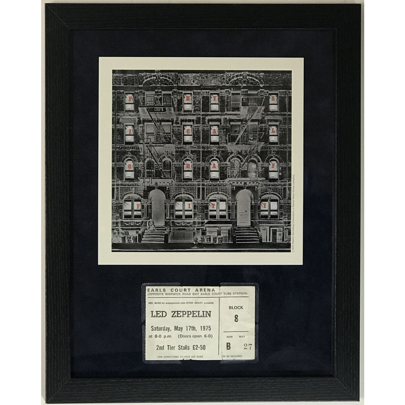 Led Zeppelin Physical Graffiti 1975 Concert Ticket Collage Poster - Vintage Rock Band Memorabilia for Music Fans & Collectors - Perfect for Home Decor, Man Cave, or Gift for Rock Enthusiasts