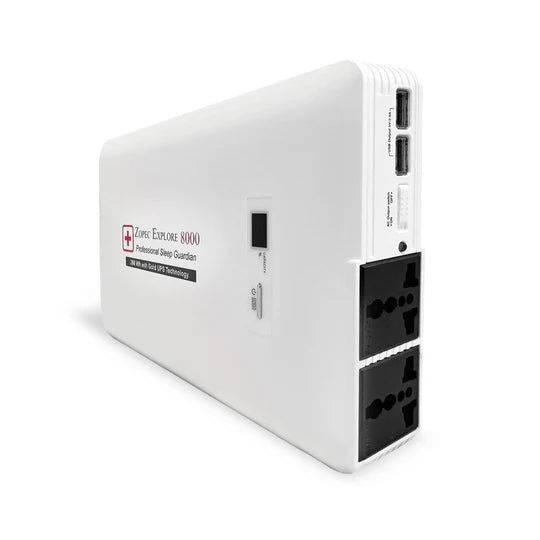 Zopec Explore 8000 UPS Battery Backup for CPAP/BiPAP Machines with Built-in Humidifier - Portable Power Solution for Sleep Apnea Therapy at Home & Travel