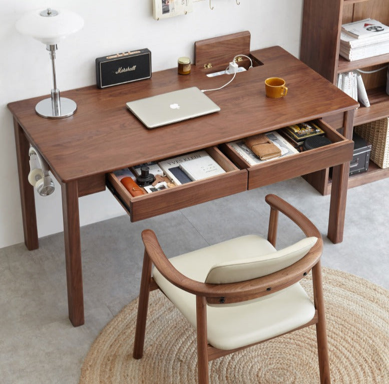 Premium Solid Wood Office Desk - Black Walnut, Oak & Ash Options | Modern Home Office & Executive Workspace Furniture