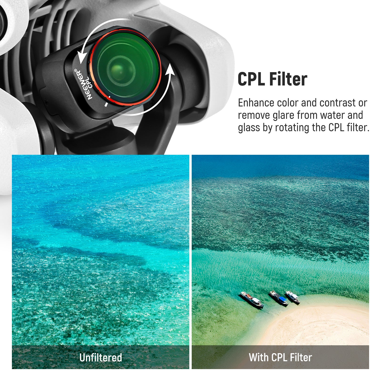 NEEWER 4 Pack ND & CPL Filters Set for DJI Mini 4 Pro - Professional Camera Lens Filters for Aerial Photography, Vlogging & Cinematic Drone Shots