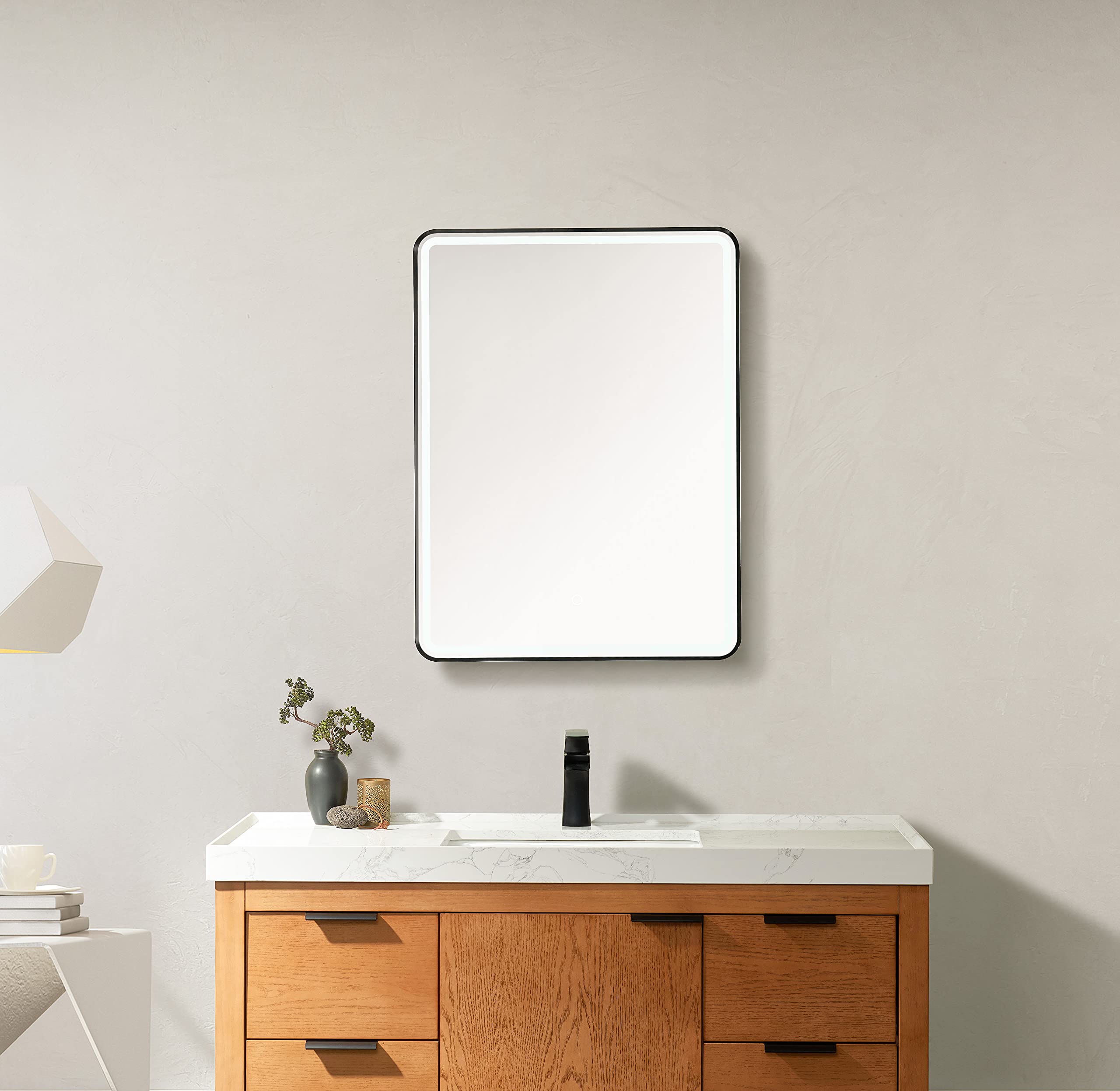 Vinnova Piceno 24 Inch Rectangle LED Lighted Bathroom Mirror - Modern Vanity Wall Mirror with Adjustable Brightness for Makeup, Shaving & Home Decor