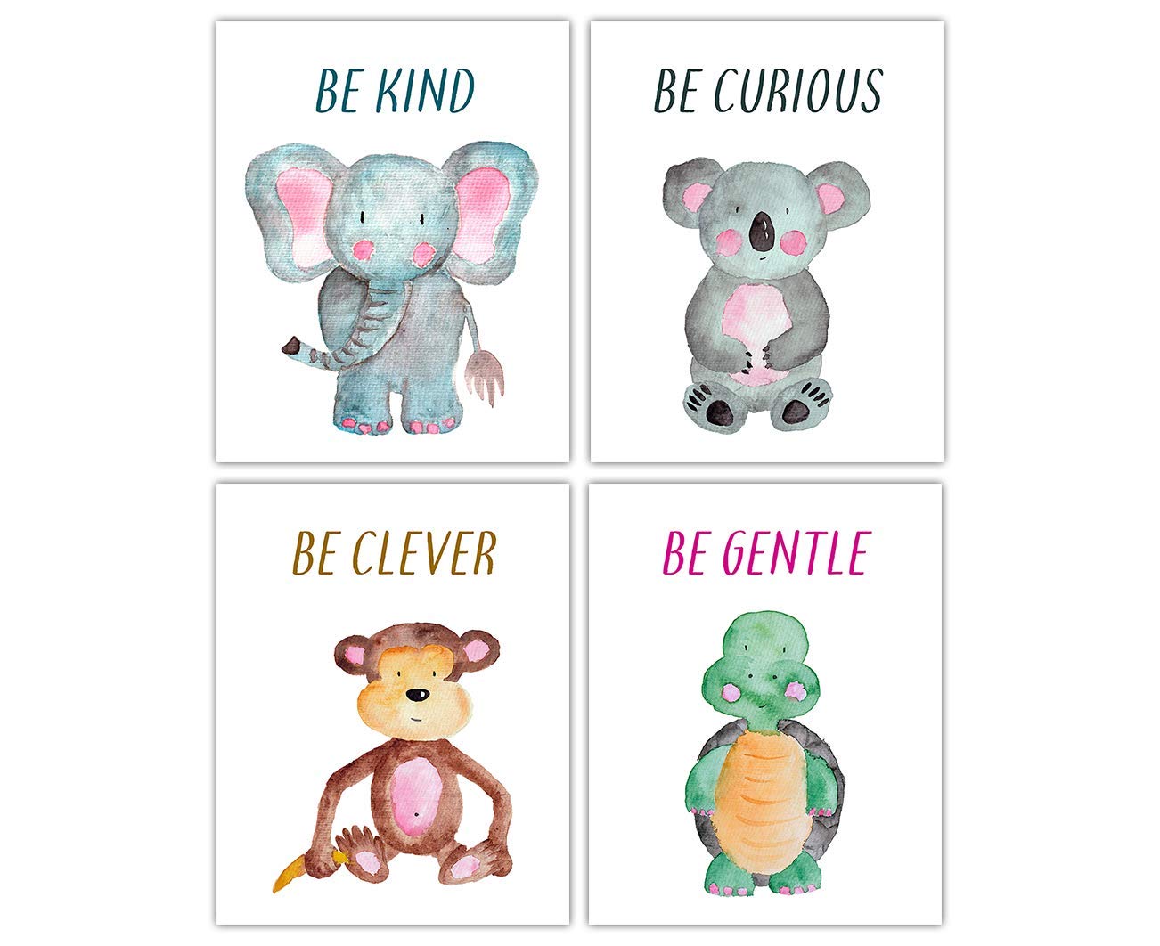 Safari Animals Nursery Decor - 4 Unframed 8x10