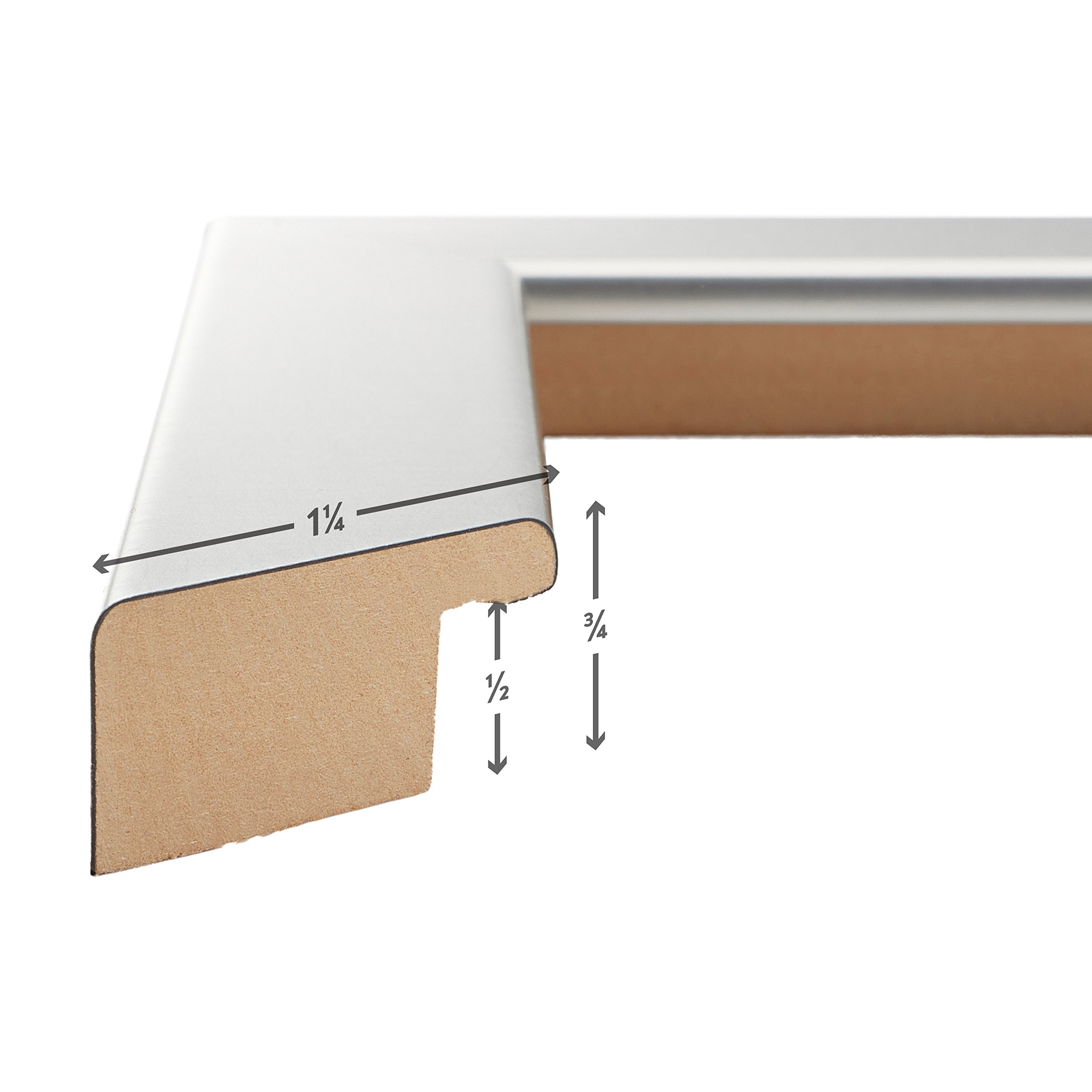 Craig Frames Bauhaus 14x20 Inch Picture Frame - Brushed Silver for Wall Art & Photos