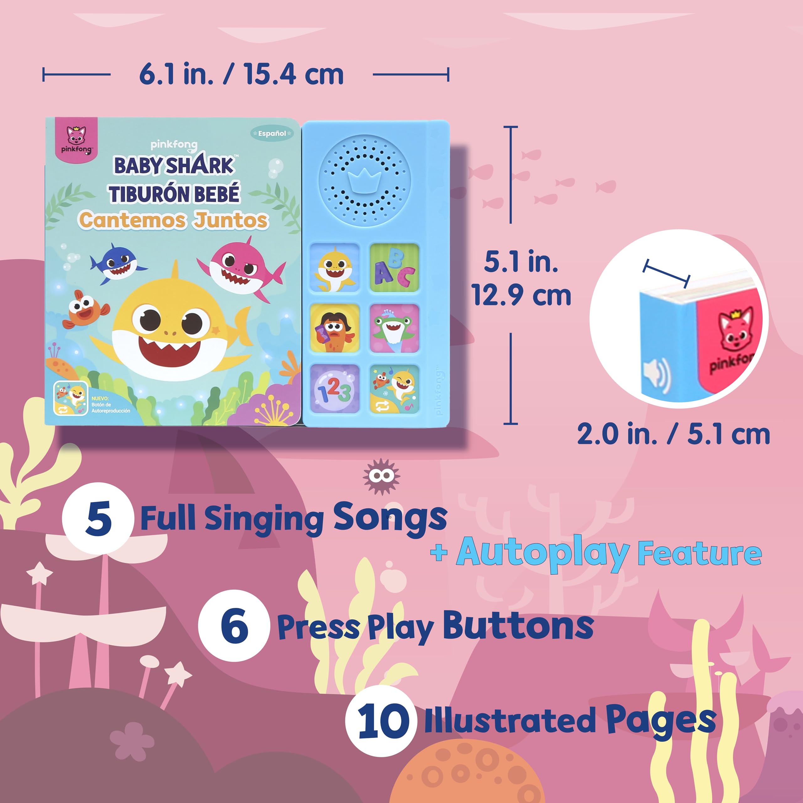 Baby Shark Sing-Alongs 6-Button Sound Book | Pinkfong Interactive Learning Toy for Toddlers | Nursery Rhymes Educational Book | Perfect Gift for Kids & Baby Shark Fans | Great for Bedtime, Playtime & Early Learning
