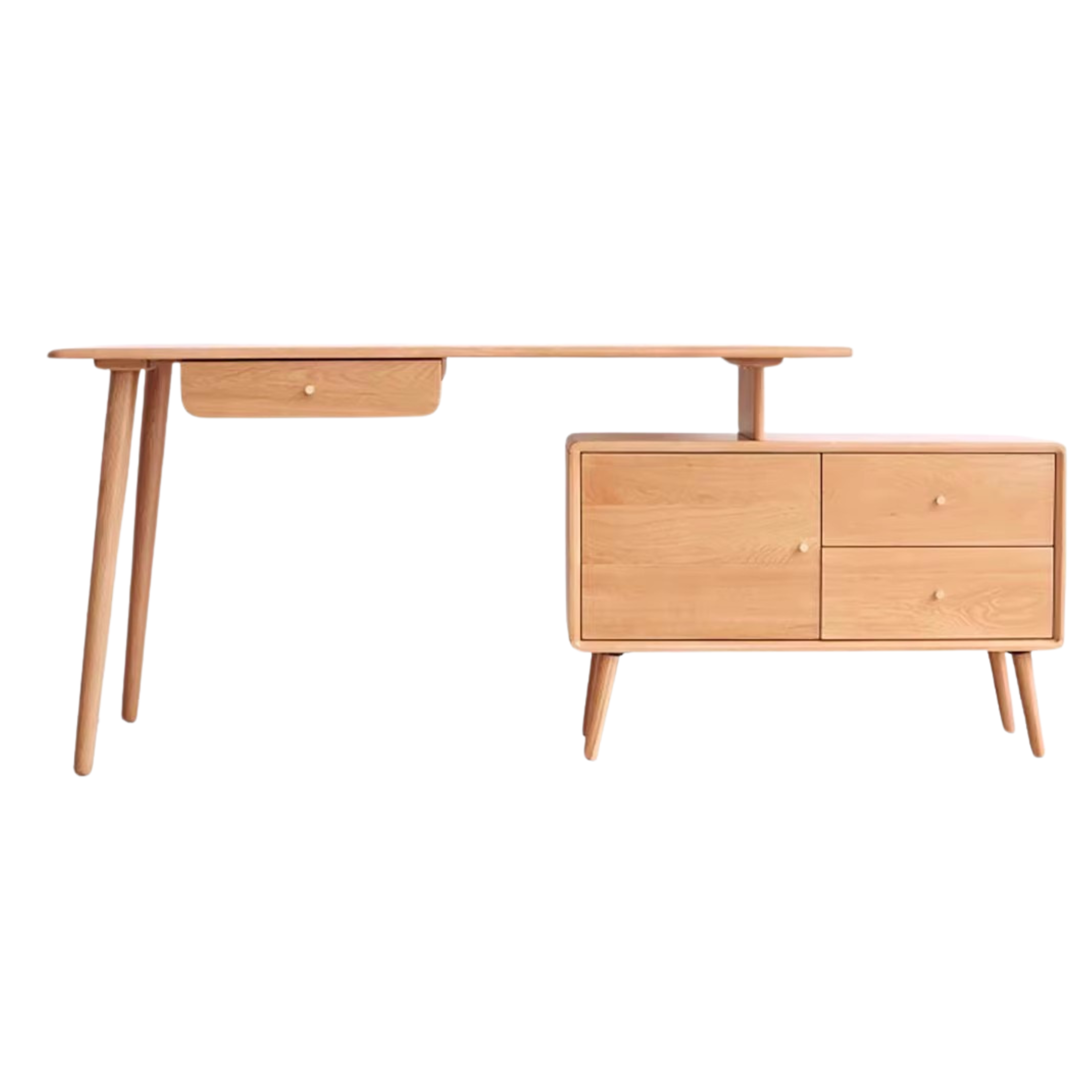 59.1-76.8x22x29.5 inch / 150-195x56x75сm / Natural Wood Color / telescopic desk + cabinet