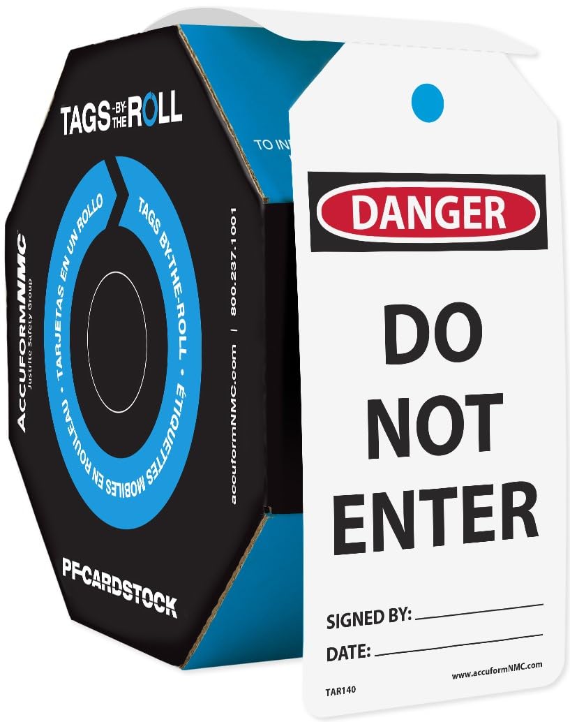 Accuform TAR140 Safety Warning Tags Roll - 250 Pack, 6.25