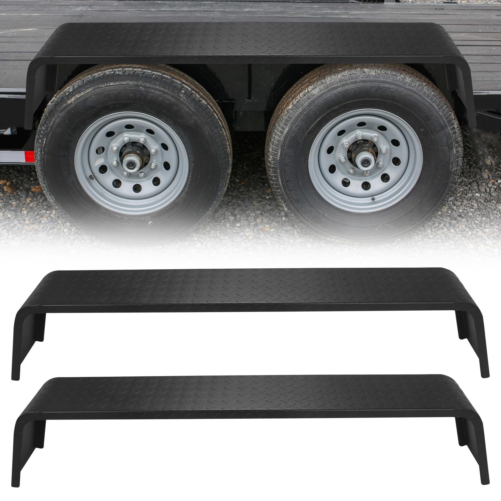 GARVEE 2-Pack Heavy Duty Steel Fender for 13-15 Inch Trailer Wheels - Durable Rust-Proof Protection for Boat, Utility & Cargo Trailers (Perfect for Towing & Off-Road Use)