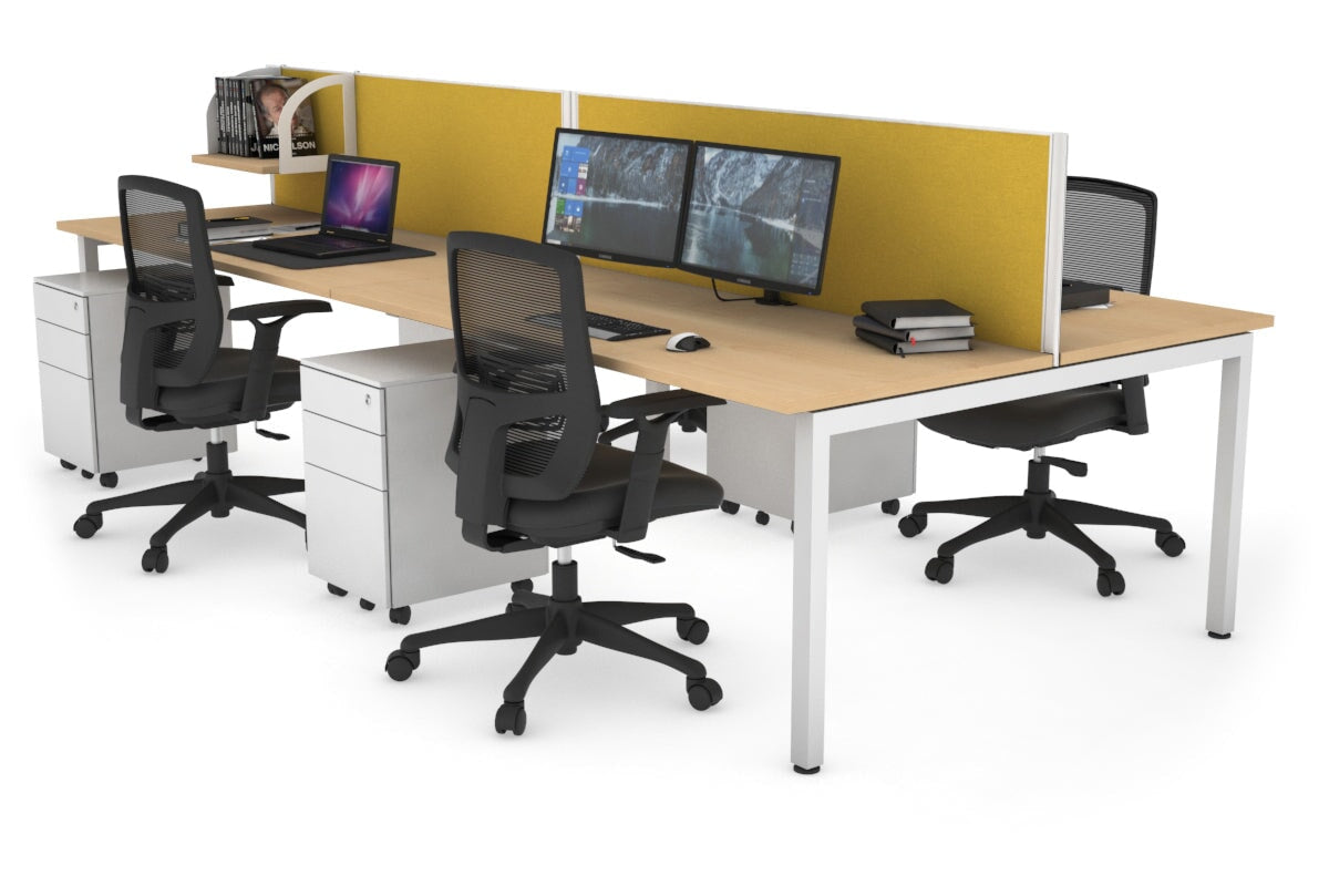Quadro Square Legs 4-Person Office Workstation Desk - 1800mm x 700mm (71