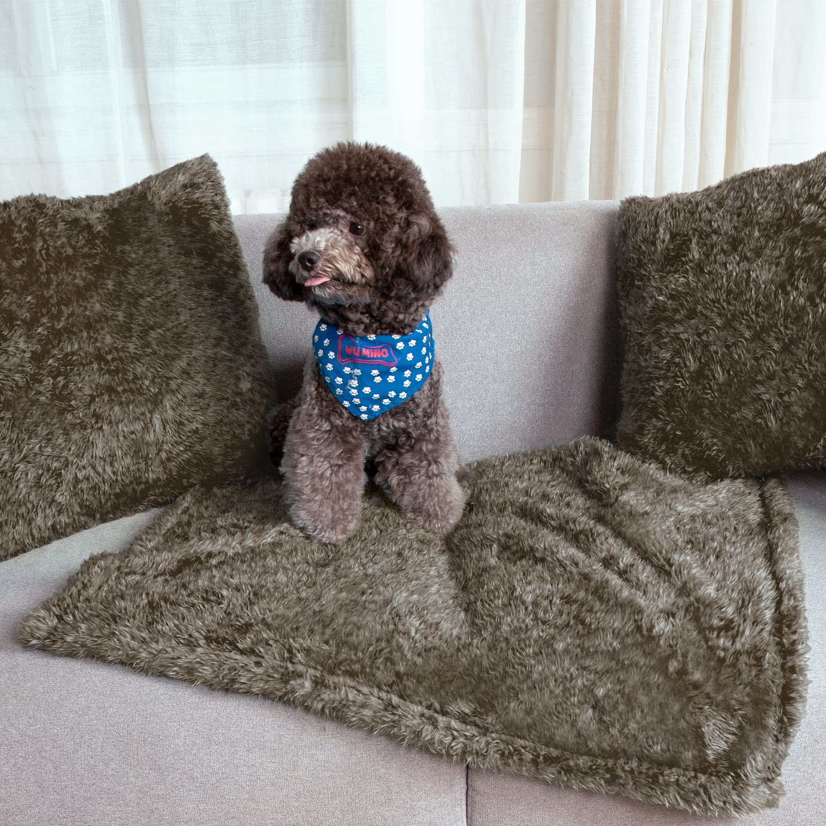 Fluffy Fleece Dog Blanket - Warm Pet Throw for Small Medium Large Dogs & Cats - Perfect for Bed, Couch & Travel