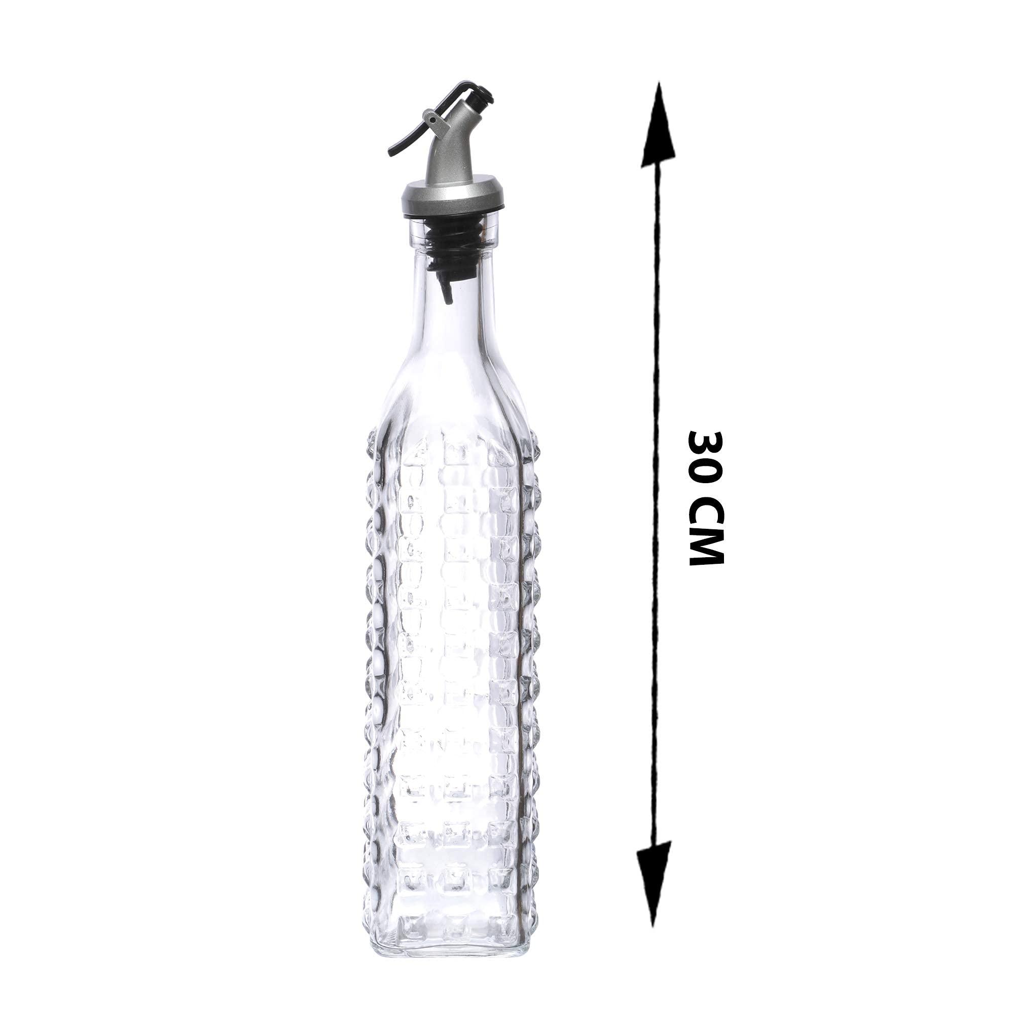Premium Glass Oil Dispenser with Drip-Free Spout - 500ml Clear Olive Oil Bottle for Kitchen, Salad Dressing & Cooking - Elegant Transparent Design for Countertop & Dining Table