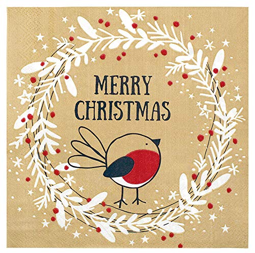Wreath & Bird Christmas Napkin