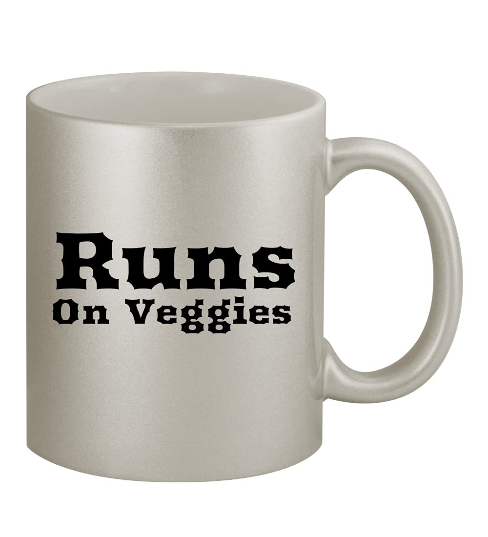 Runs On Veggies - 11oz Ceramic Silver Coffee Mug for Home, Office & Gifts | Eco-Friendly & Stylish Drinkware