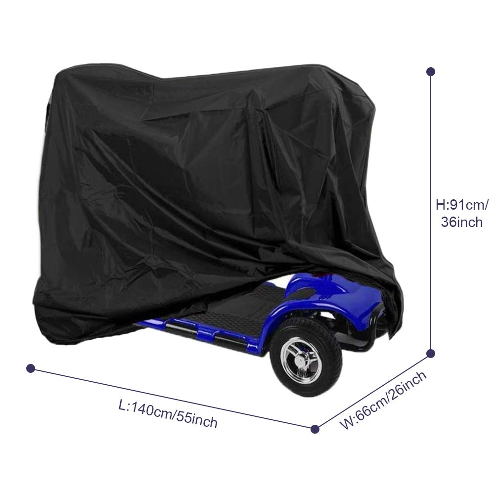 Durable Waterproof Mobility Scooter Cover with Elastic Hem - All-Weather Protection for Electric Scooters & Wheelchairs (55x26x36 Inches) - Ideal for Outdoor Storage & Tricycle/Four-Wheel Vehicle Protection