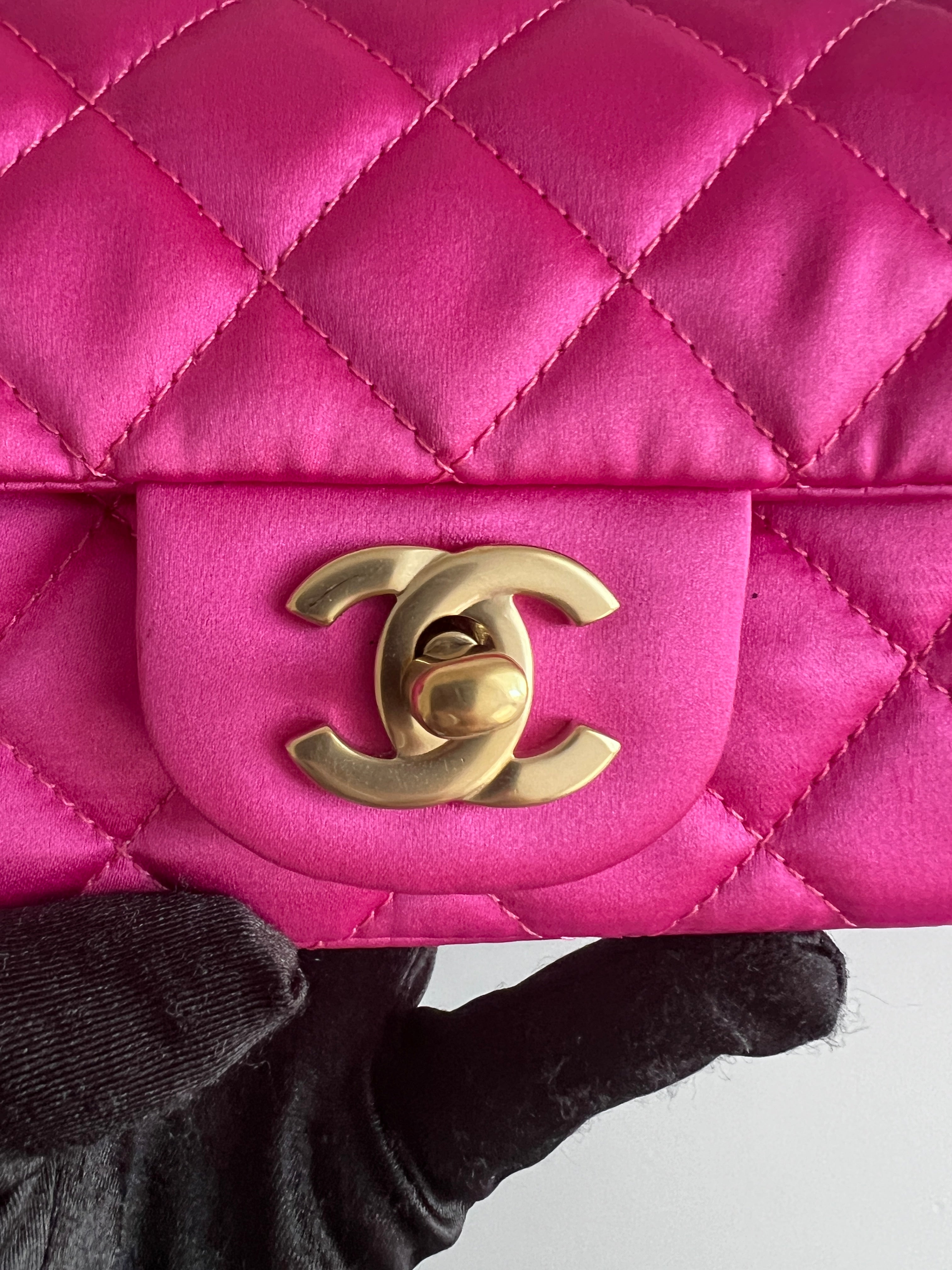 Chanel Extra Mini Pink Satin Flap Bag - Pre-Owned Like New Condition | Perfect for Evening Parties, Weddings & Special Occasions