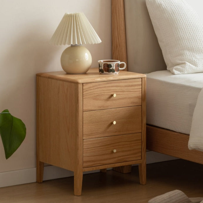 Solid Wood Nightstand - Oak & Cherry Wood Bedside Table for Bedroom, Modern & Rustic Style | Perfect for Bedrooms, Guest Rooms & Home Decor