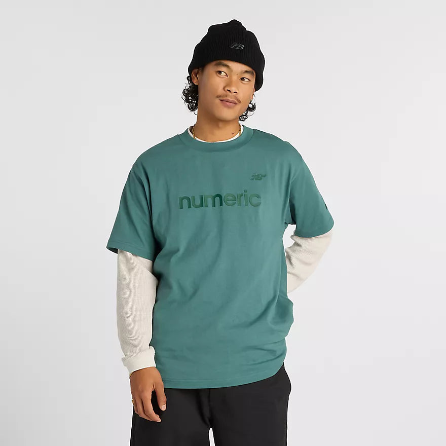 New Balance Numeric Cotton T-Shirt for Men - Comfortable Casual Tee for Skateboarding & Streetwear - New Spruce Green Color