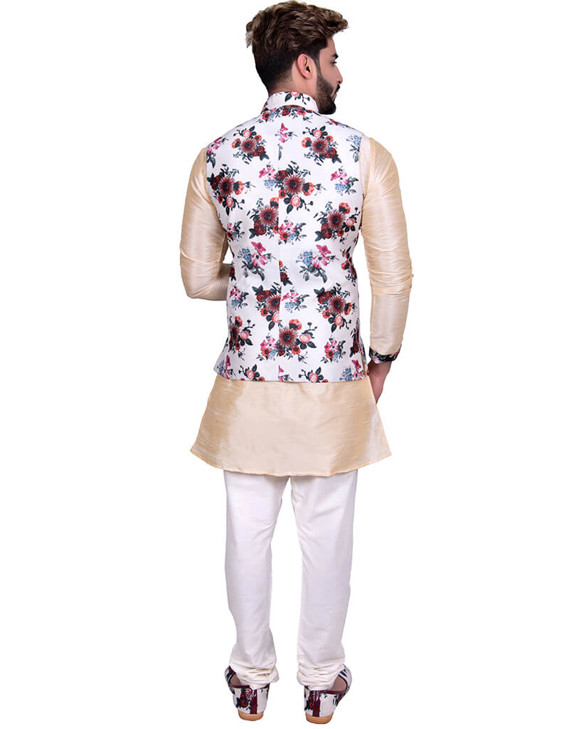 Elegant Beige Kurta with Art Silk Chudidaar - Traditional Indian Ethnic Wear for Women, Perfect for Festivals, Weddings & Special Occasions