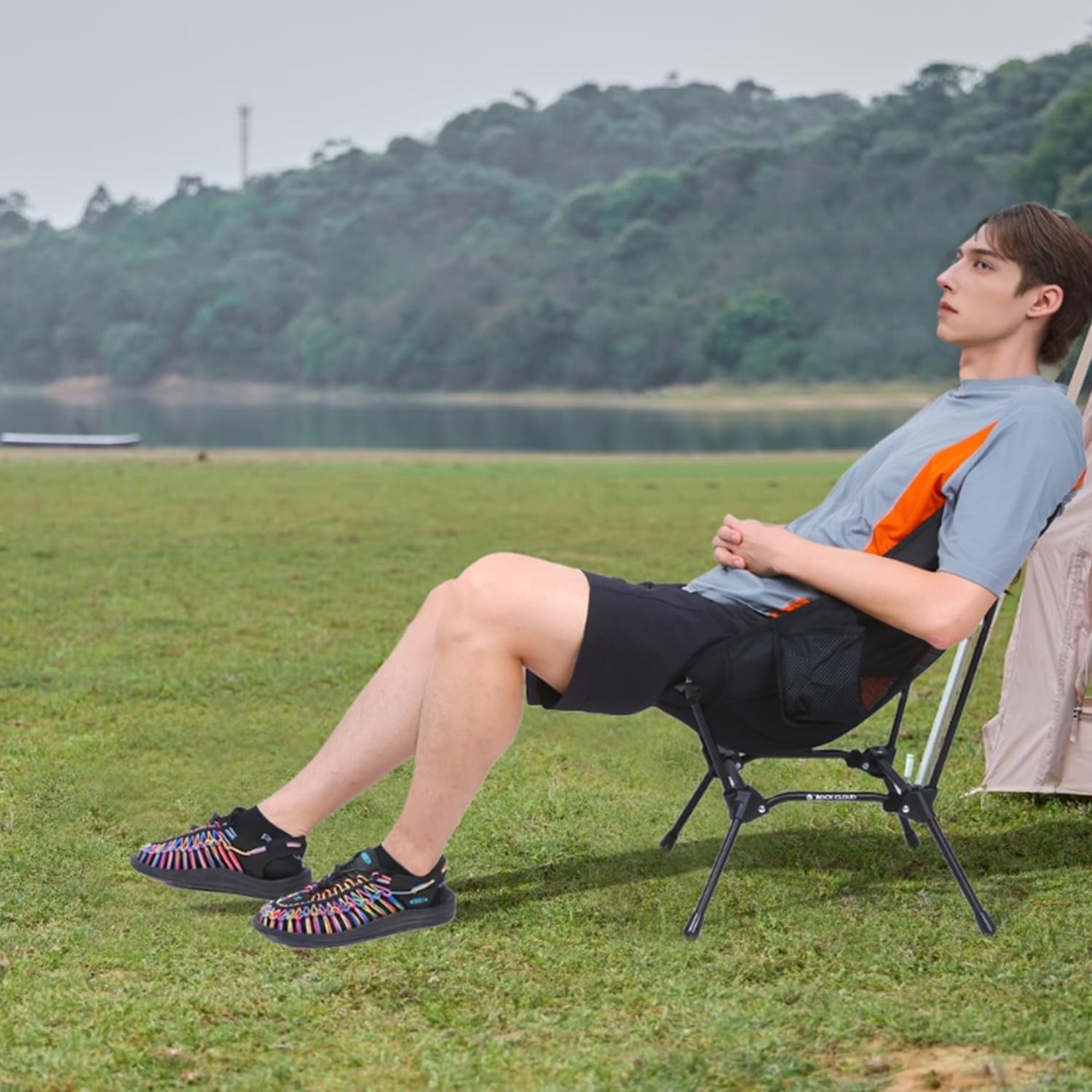ROCK CLOUD Ultralight Portable Folding Camping Chair - Compact Outdoor Chair for Camping, Hiking, Backpacking, Beach, Lawn, Sports & Picnics (Black) - Perfect for Backyard BBQs, Tailgating & Outdoor Adventures