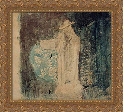 Theo van Doesburg Gold Ornate Wood Framed Canvas Art - Still Life with Statue, Vase and Jar (22x20 Inches) - Perfect for Living Room, Bedroom, or Office Wall Decor