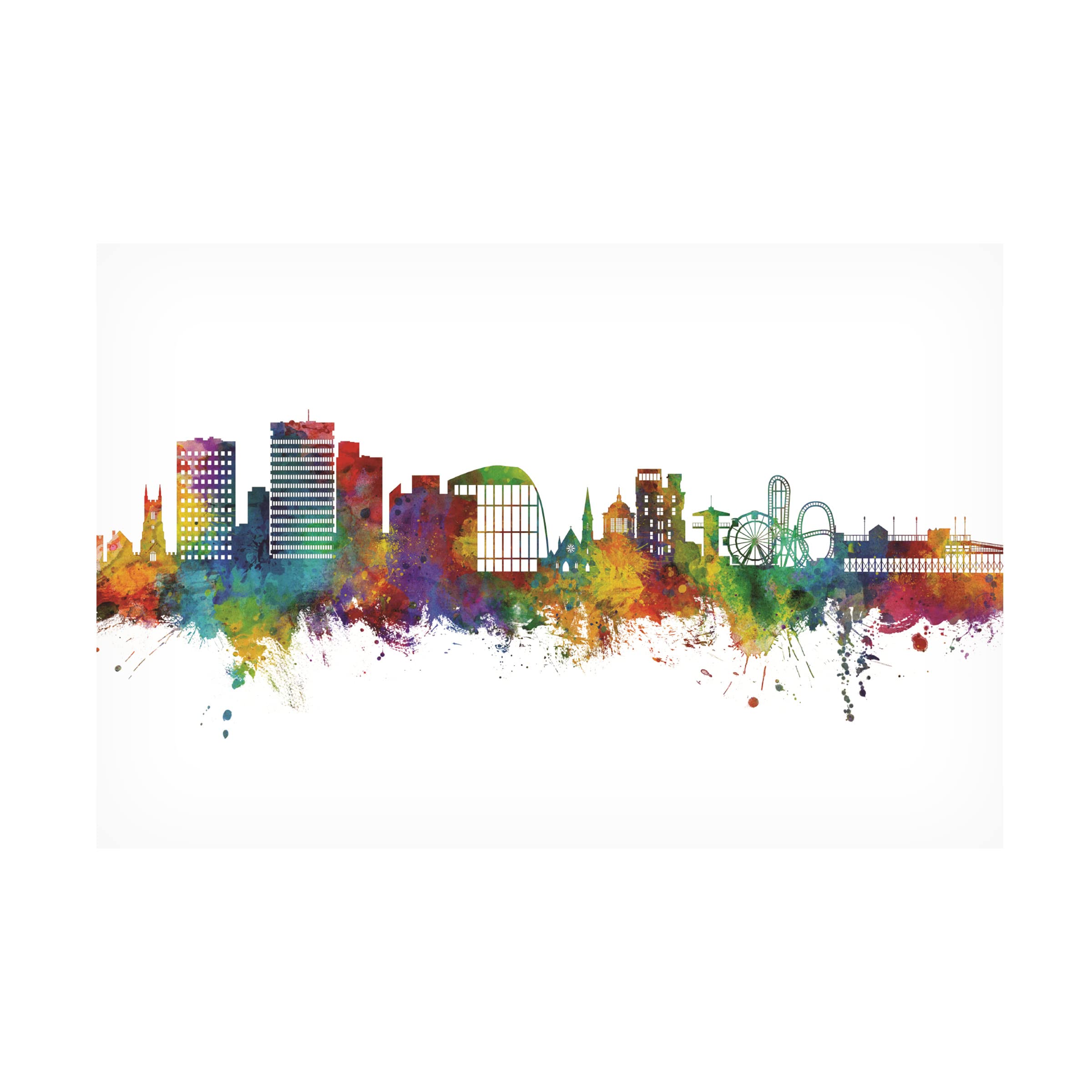 Michael Tompsett 'Southend on Sea England Skyline' Canvas Wall Art Print - Coastal Decor, Living Room & Office Wall Decor, British Landscape Painting for Home & Office