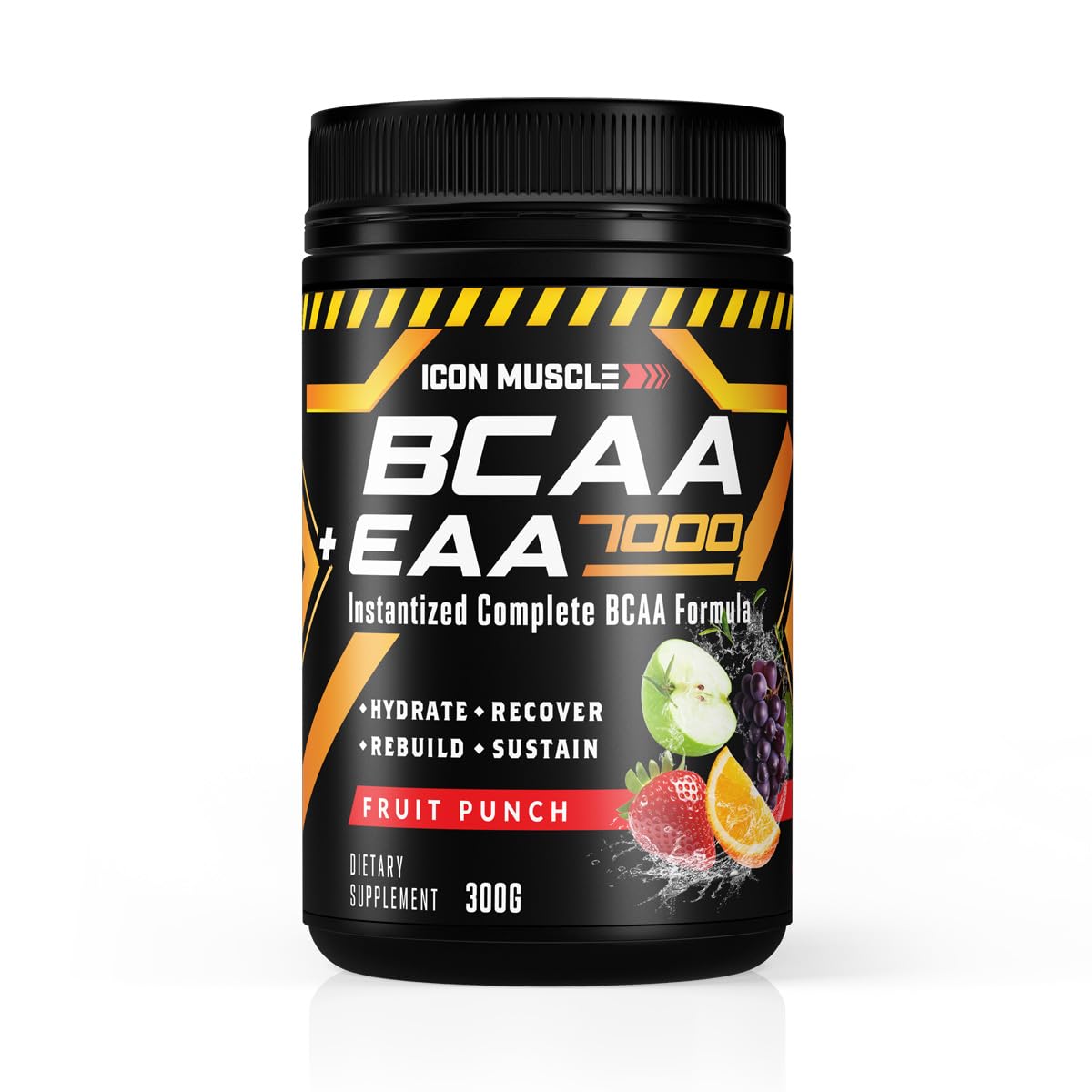 BCAA + EAA 7000 Amino Acid Supplement - Fruit Punch Flavor - Muscle Recovery & Endurance Booster - Pre & Post Workout for Athletes & Fitness Enthusiasts
